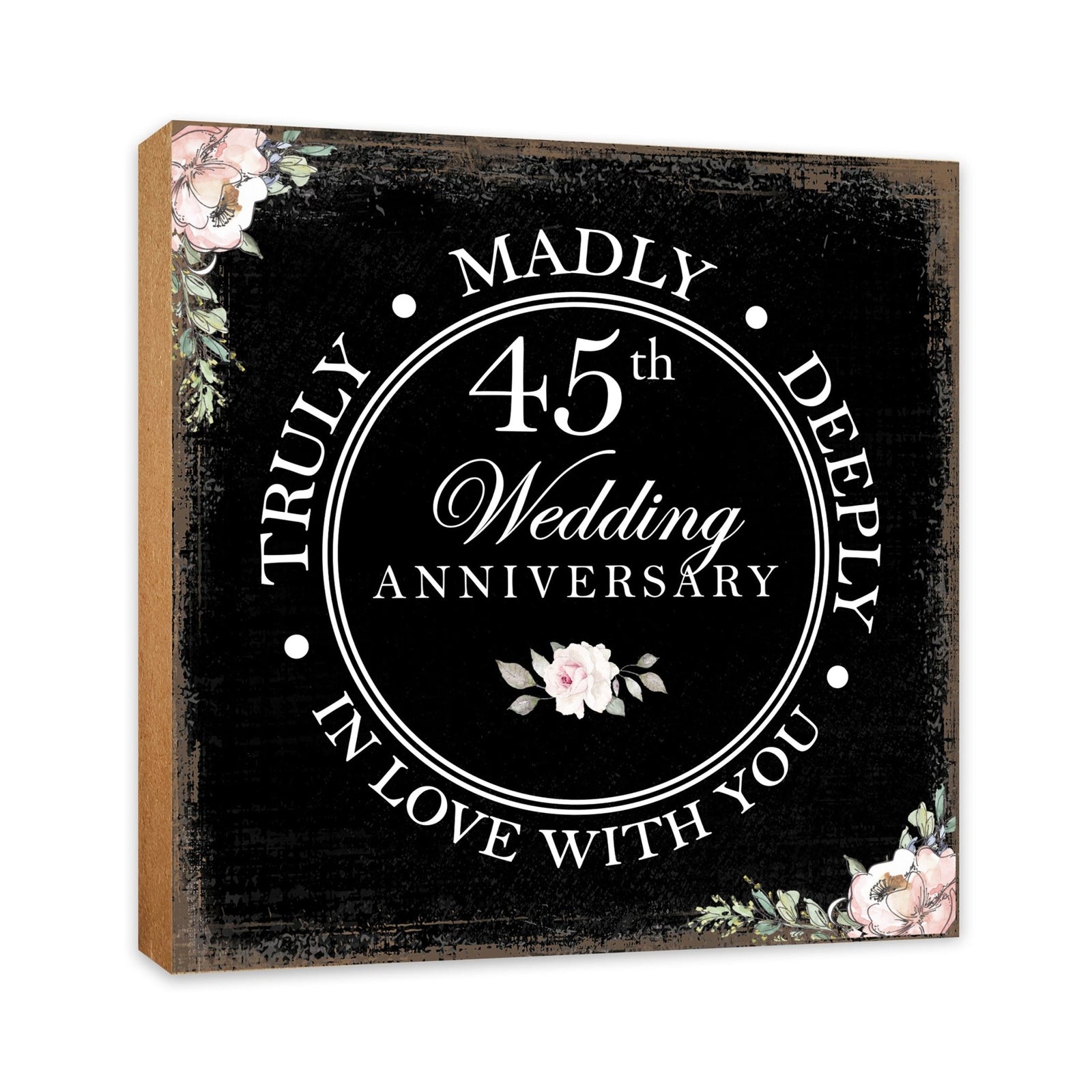 45th Wedding Anniversary Unique Shelf Decor and Tabletop Signs Gift for Couples - In Love With You - LifeSong Milestones