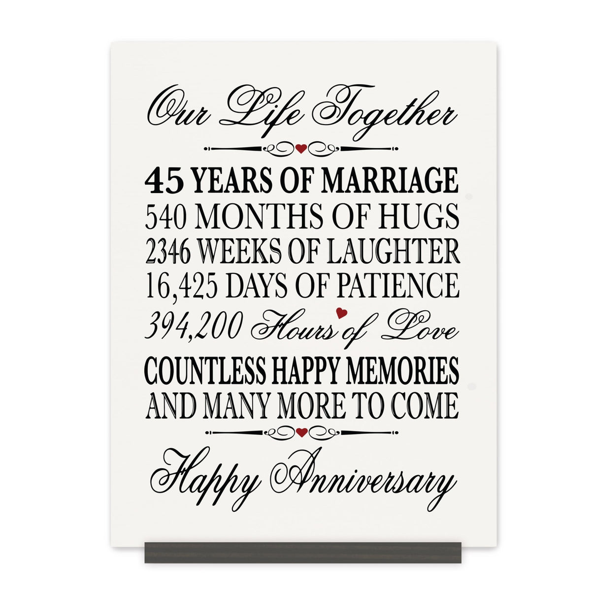 45th Wedding Anniversary Wall Plaque - Our Life Together - LifeSong Milestones
