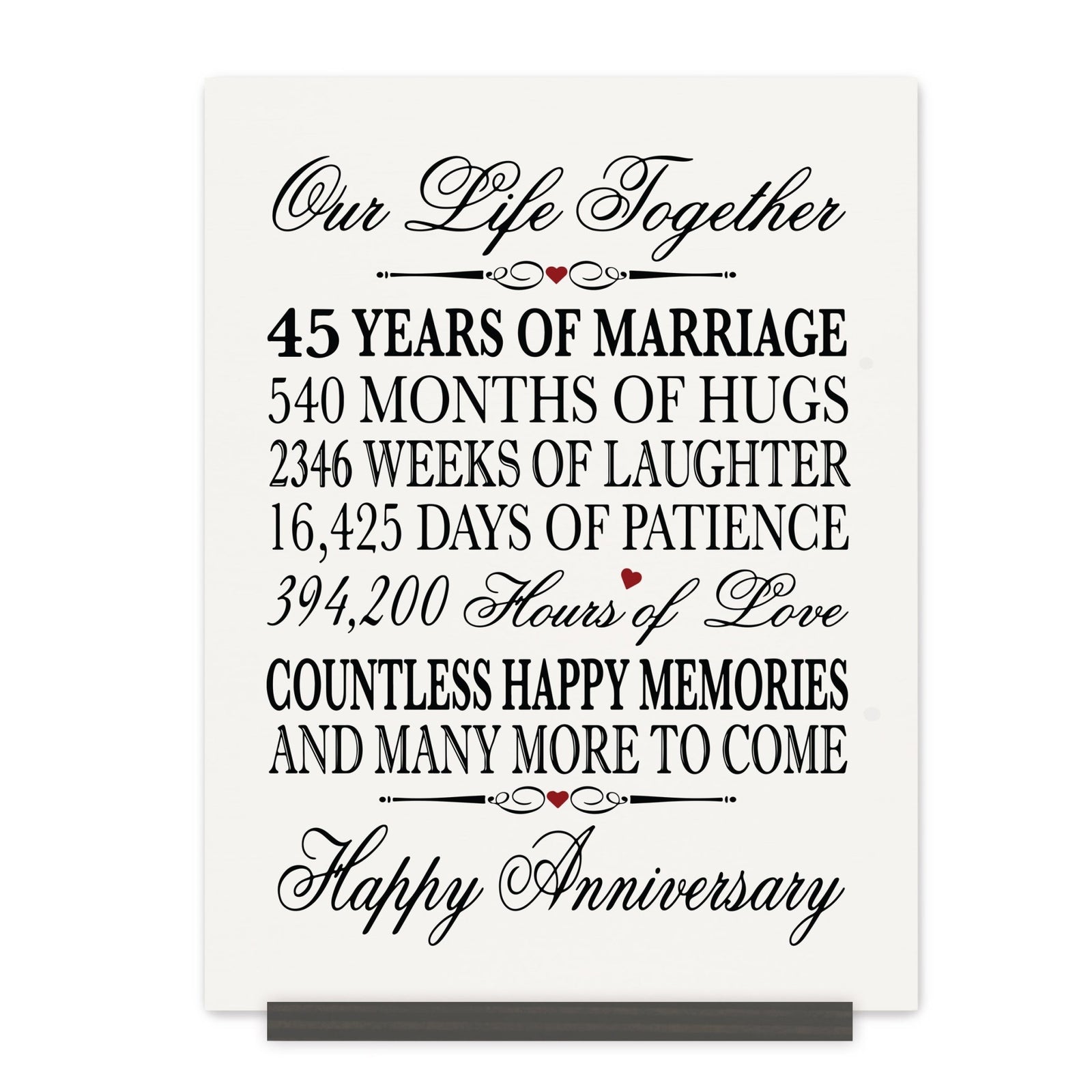 45th Wedding Anniversary Wall Plaque - Our Life Together - LifeSong Milestones