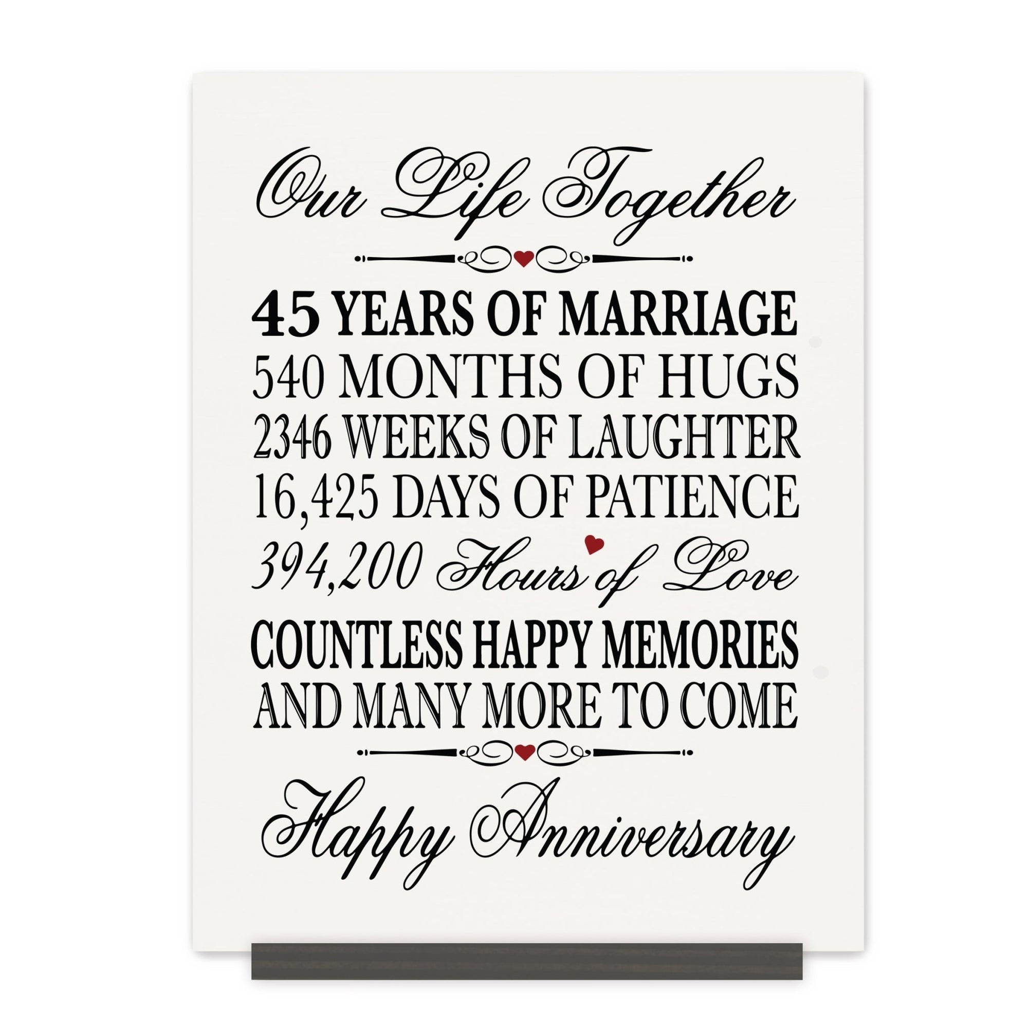 45th Wedding Anniversary Wall Plaque - Our Life Together - LifeSong Milestones