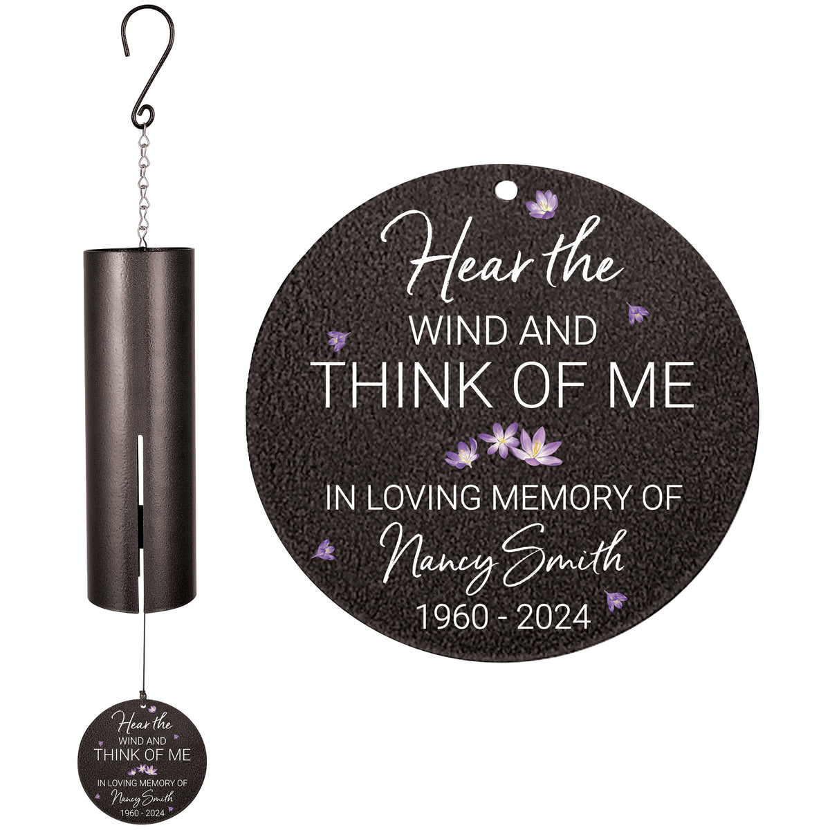 Personalized Memorial Wind Chime - Hear the Wind and Think of Me, 36"