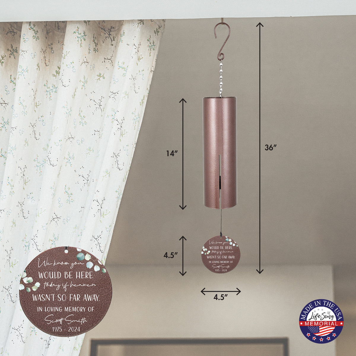 Personalized Memorial Wind Chime - We Know You Would Be Here Today If Heaven Wasn't So Far Away, 36"