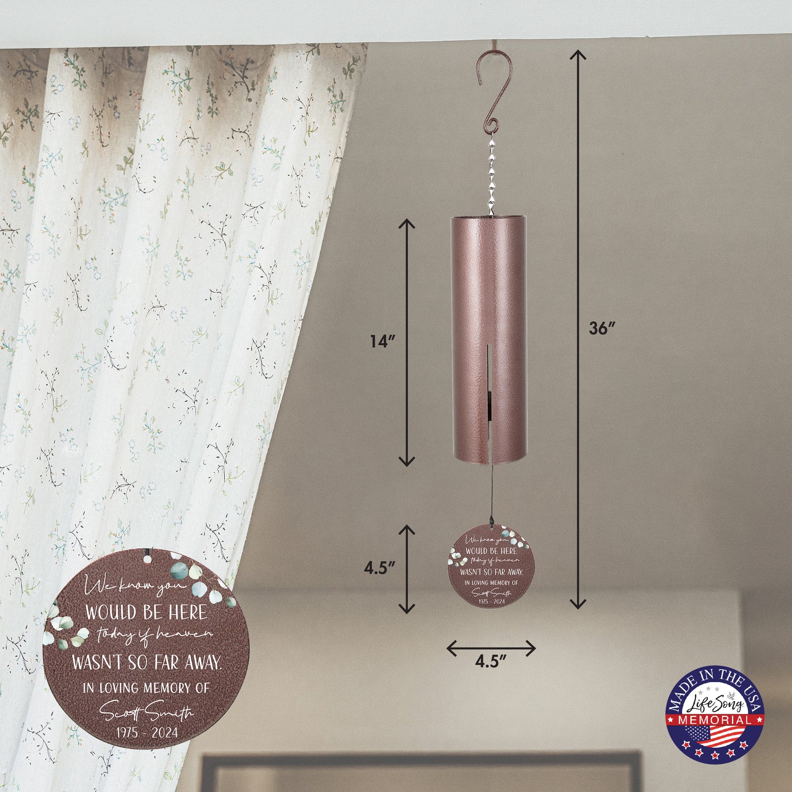Personalized Memorial Wind Chime - We Know You Would Be Here Today If Heaven Wasn't So Far Away, 36"