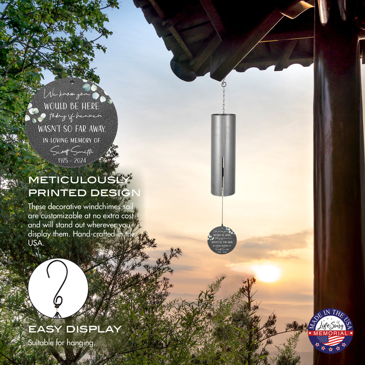 Personalized Memorial Wind Chime - We Know You Would Be Here Today If Heaven Wasn't So Far Away, 36"