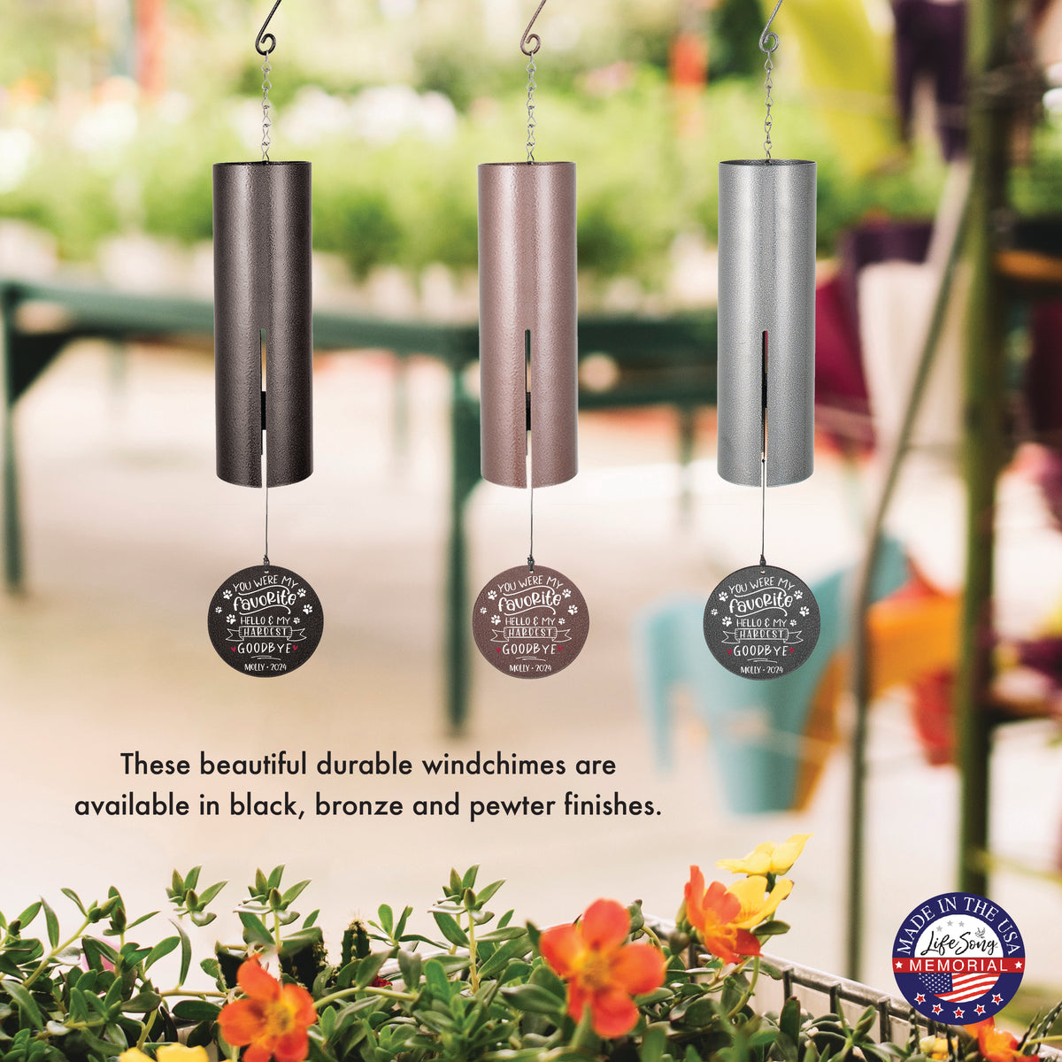 Personalized Pet Memorial Wind Chime - You Were My Favorite Hello & My Hardest Goodbye, 36"