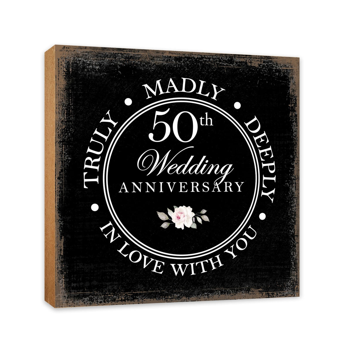 50th Wedding Anniversary Unique Shelf Decor and Tabletop Signs Gift for Couples - In Love With You - LifeSong Milestones