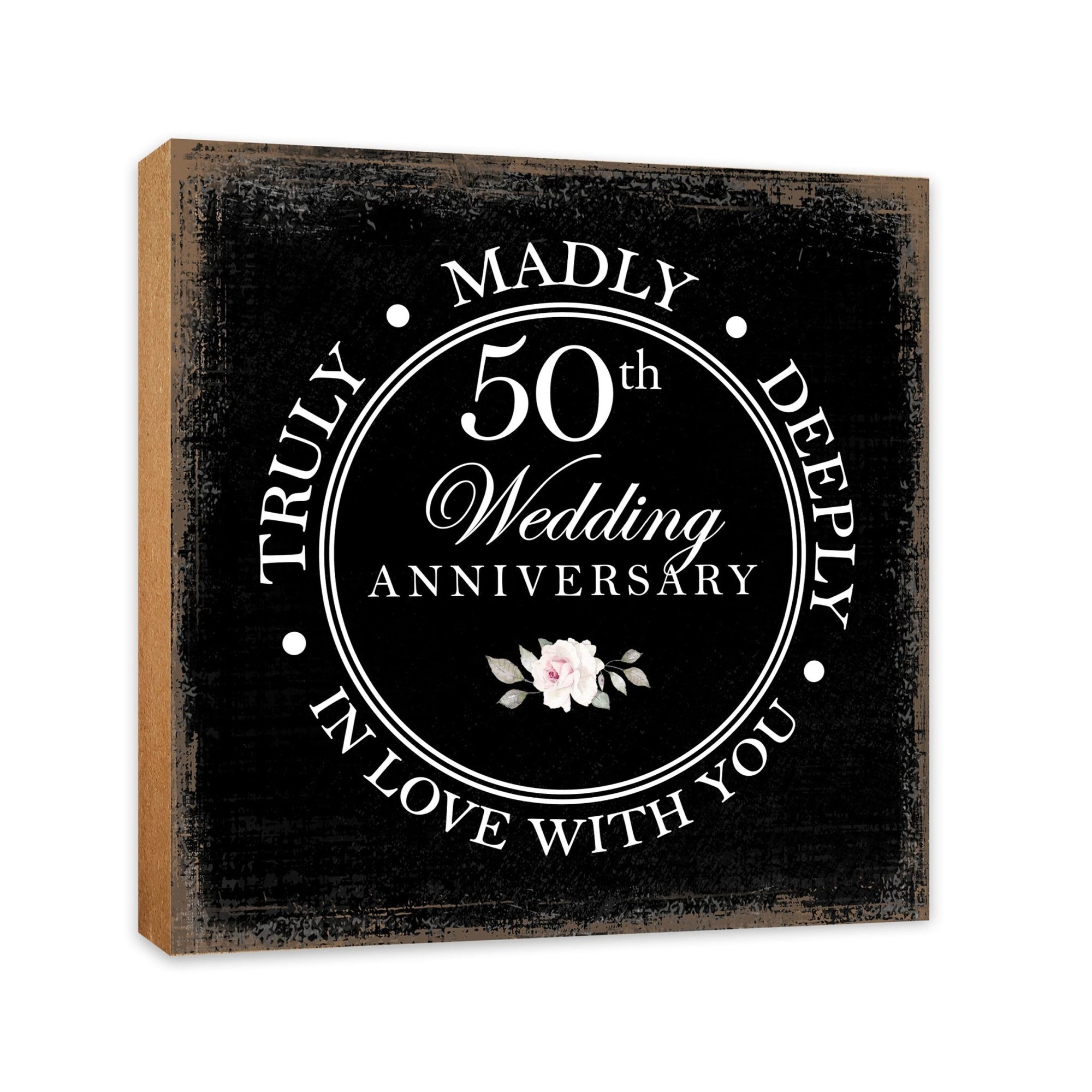 50th Wedding Anniversary Unique Shelf Decor and Tabletop Signs Gift for Couples - In Love With You - LifeSong Milestones