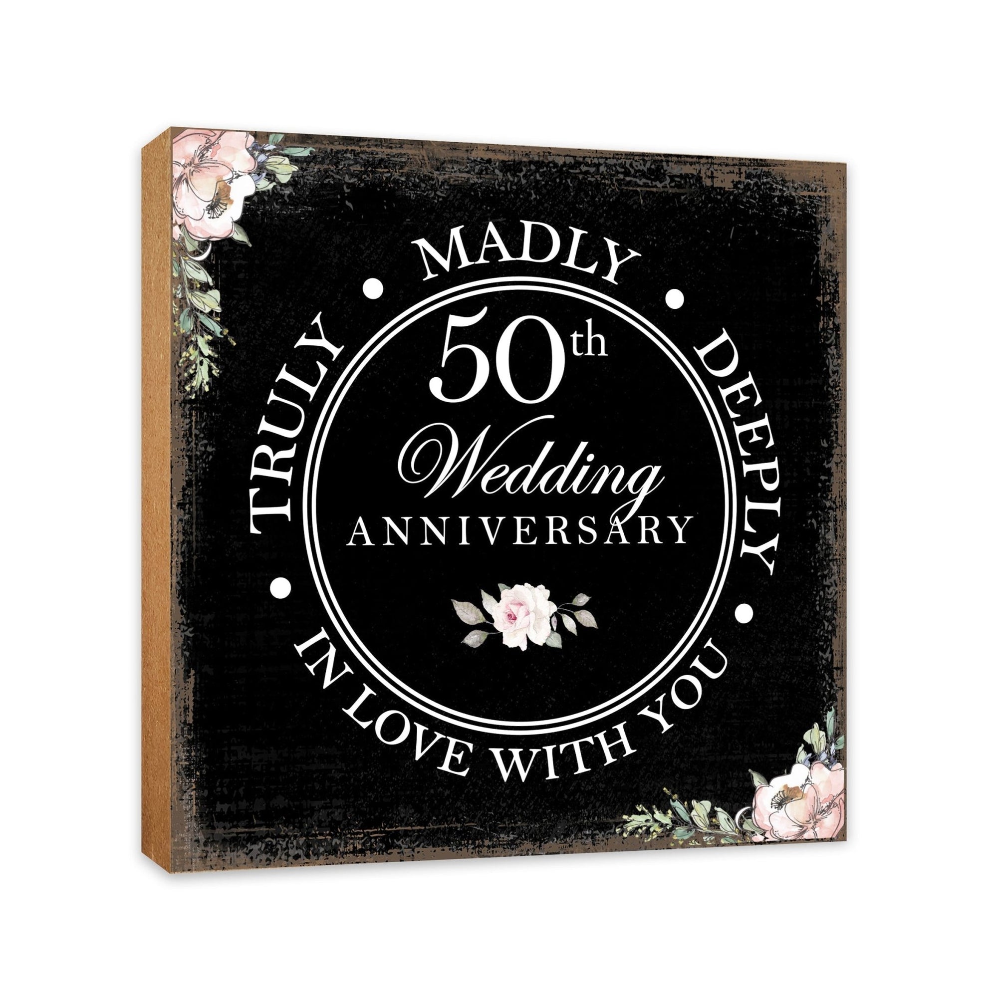 50th Wedding Anniversary Unique Shelf Decor and Tabletop Signs Gift for Couples - In Love With You - LifeSong Milestones