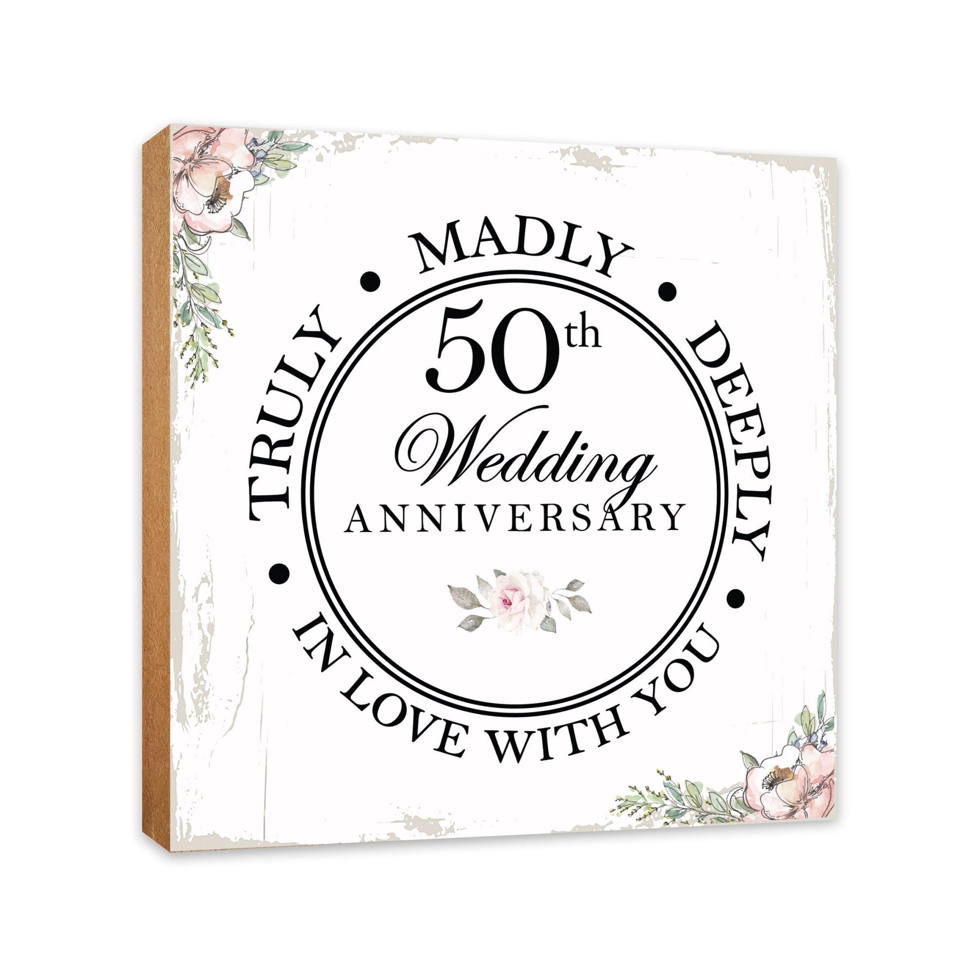 50th Wedding Anniversary Unique Shelf Decor and Tabletop Signs Gift for Couples - In Love With You - LifeSong Milestones
