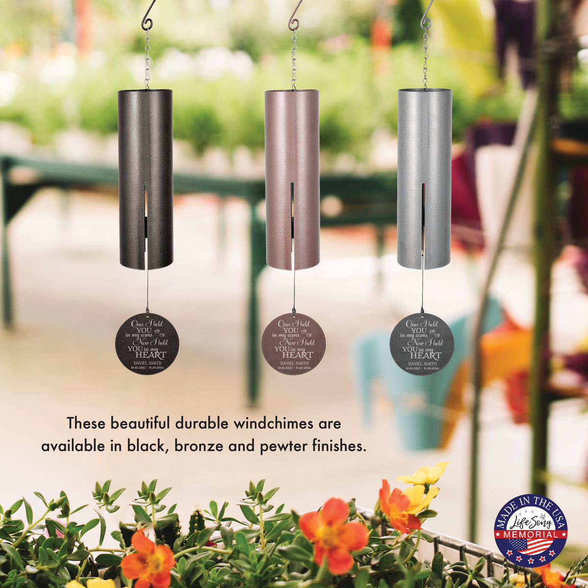Personalized Memorial Wind Chime - Once I Held You in My Arms, Now I Hold You in My Heart, 36"