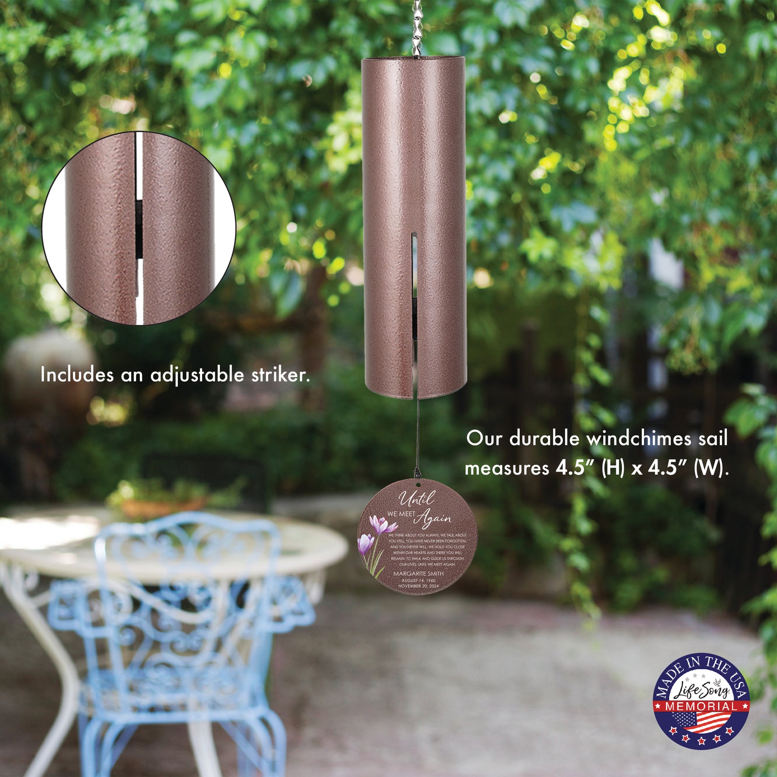Personalized Memorial Wind Chime - Until We Meet Again, 36"
