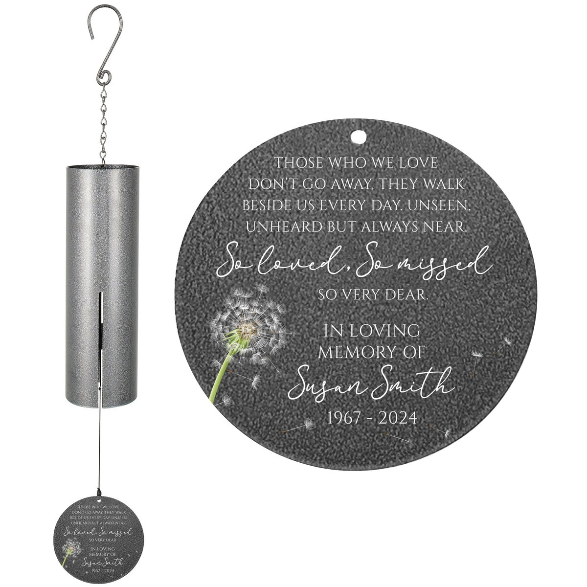 Personalized Memorial Wind Chime - Those We Love Don't Go Away, So Loved So Missed, 36"