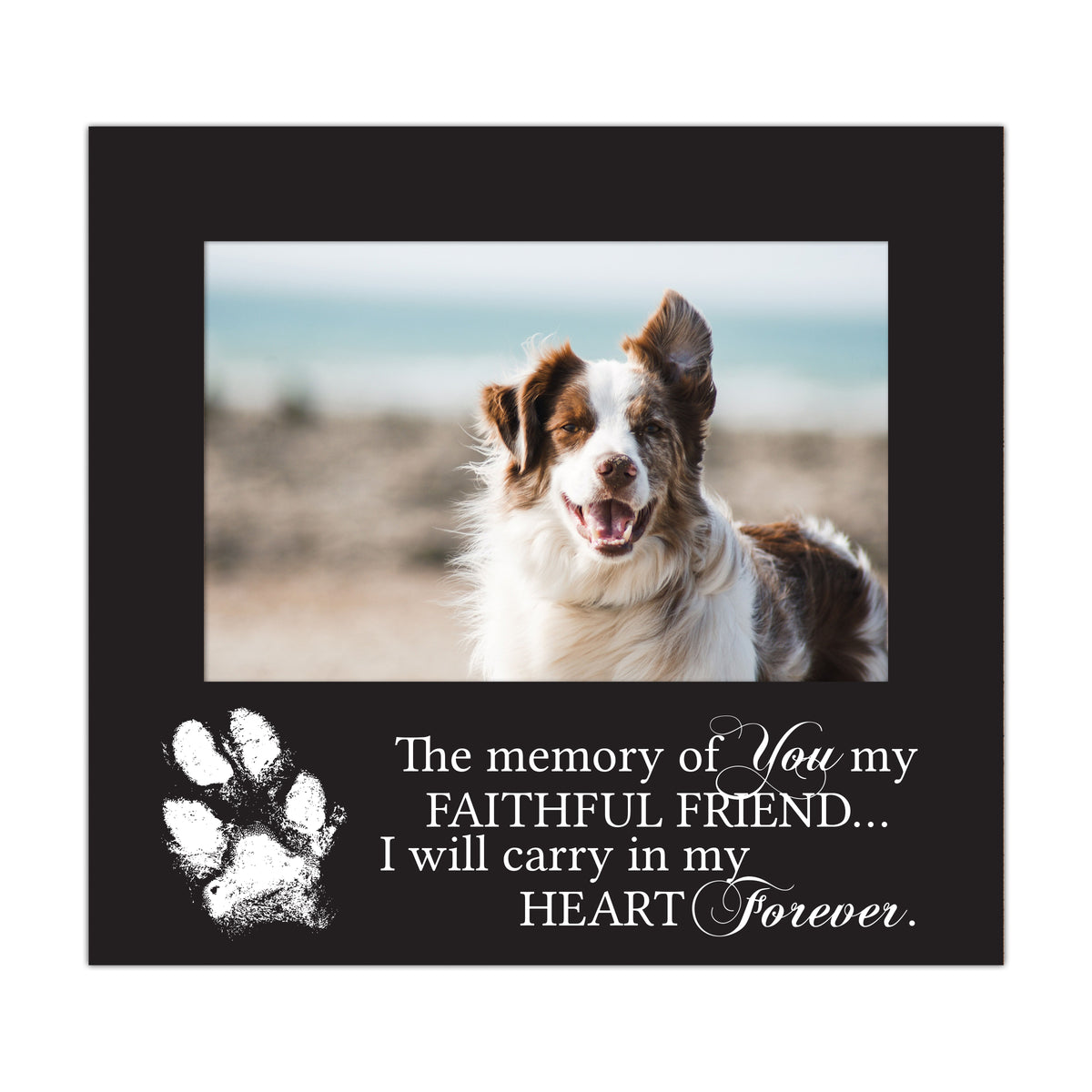 Pet Memorial Photo Frame with Paw Print, 6.875" x 7.5"