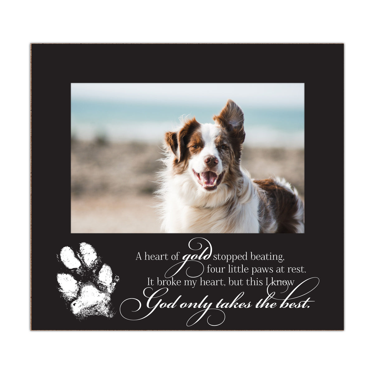 Pet Memorial Photo Frame with Paw Print, 6.875" x 7.5"