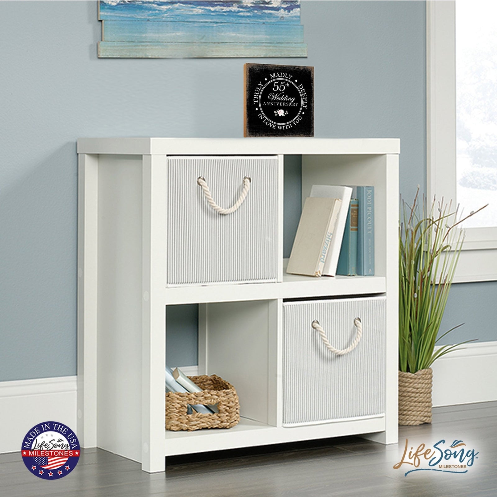 55th Wedding Anniversary Unique Shelf Decor and Tabletop Signs Gift for Couples - In Love With You - LifeSong Milestones