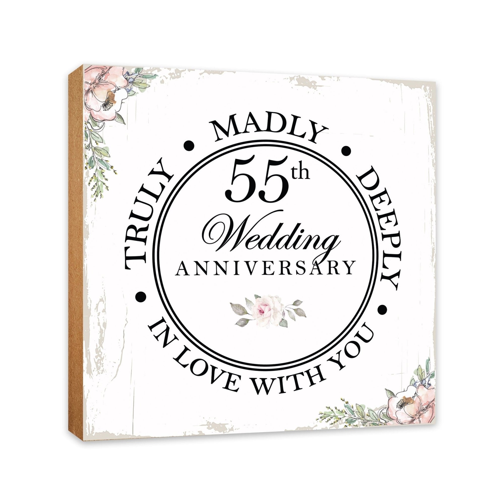 55th Wedding Anniversary Unique Shelf Decor and Tabletop Signs Gift for Couples - In Love With You - LifeSong Milestones