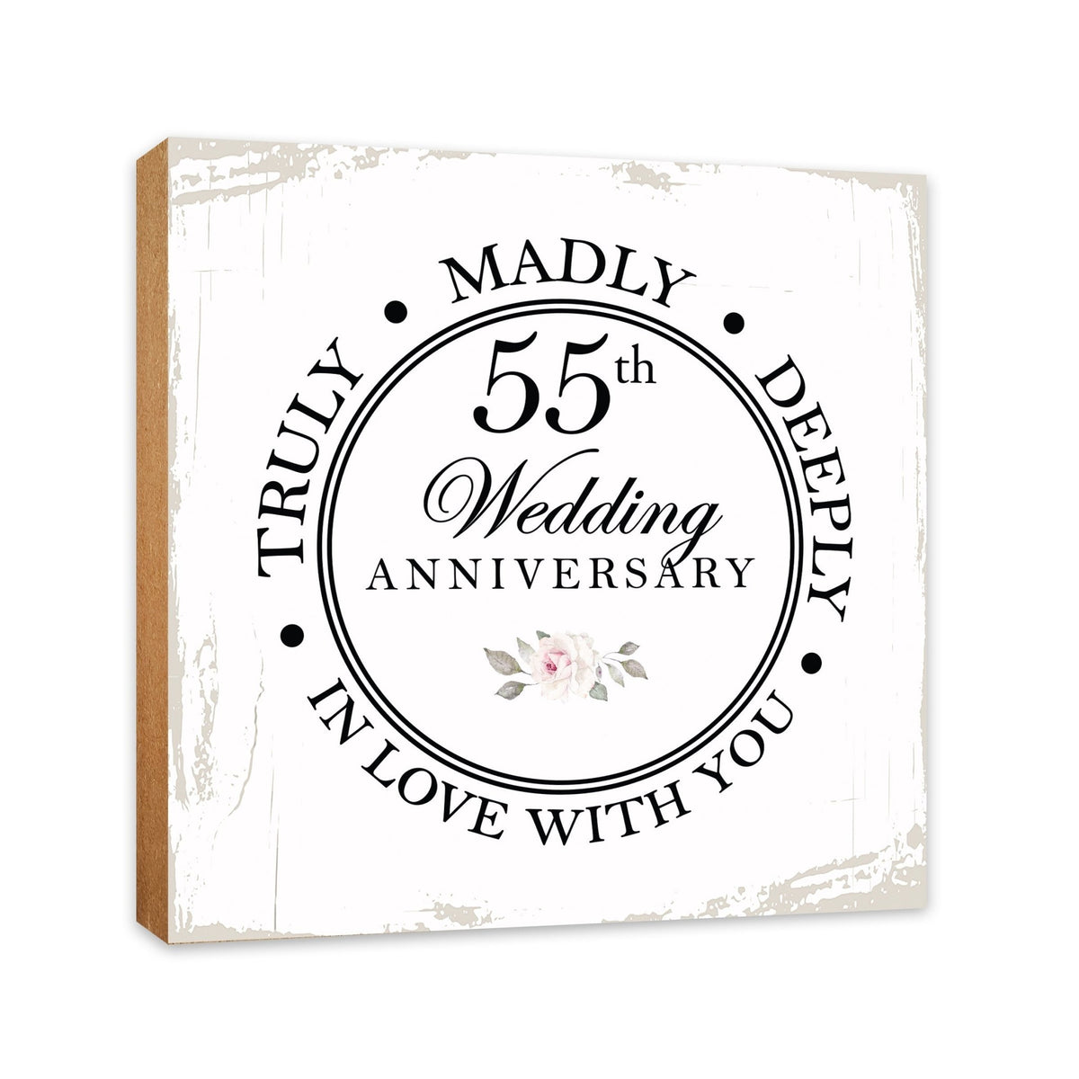 55th Wedding Anniversary Unique Shelf Decor and Tabletop Signs Gift for Couples - In Love With You - LifeSong Milestones