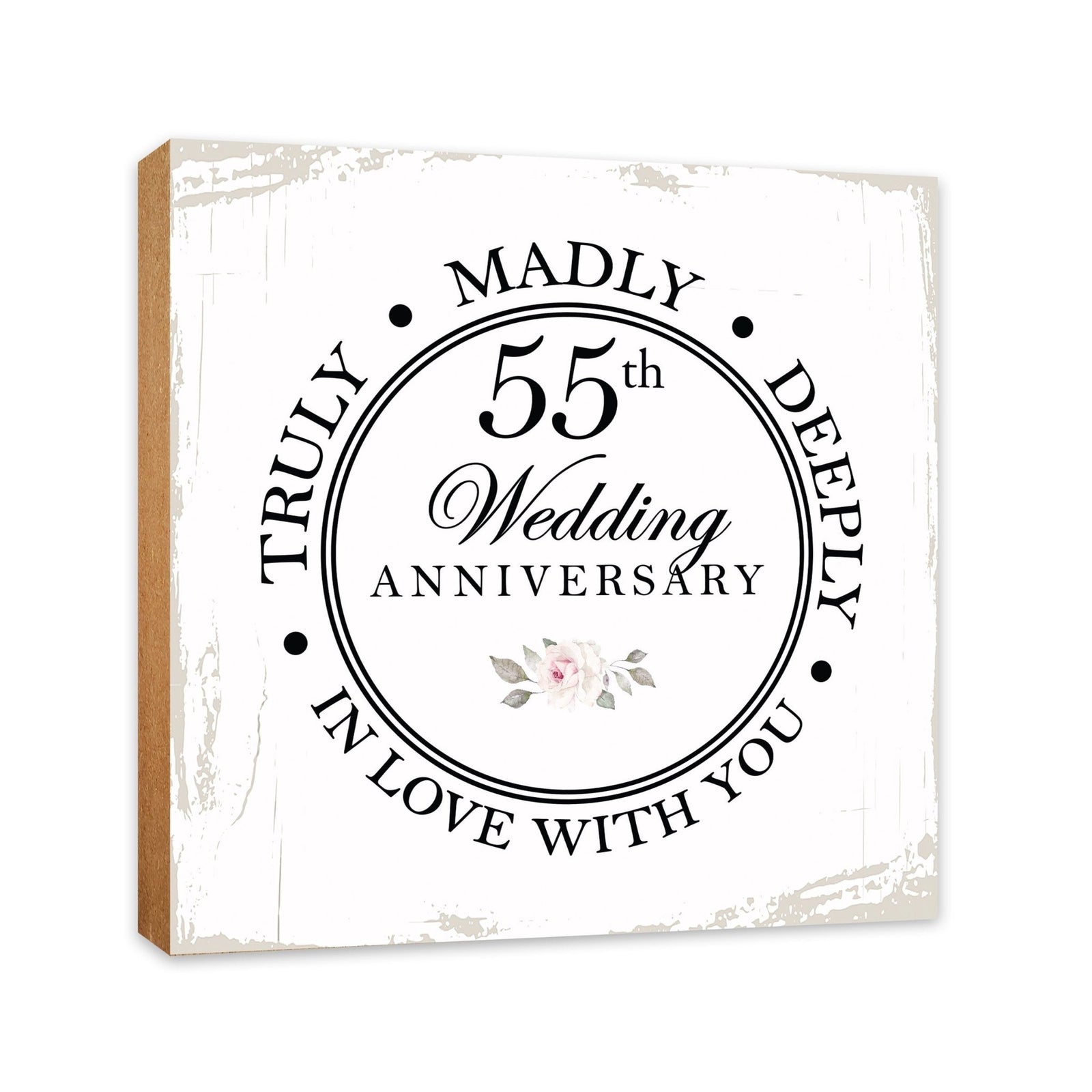 55th Wedding Anniversary Unique Shelf Decor and Tabletop Signs Gift for Couples - In Love With You - LifeSong Milestones