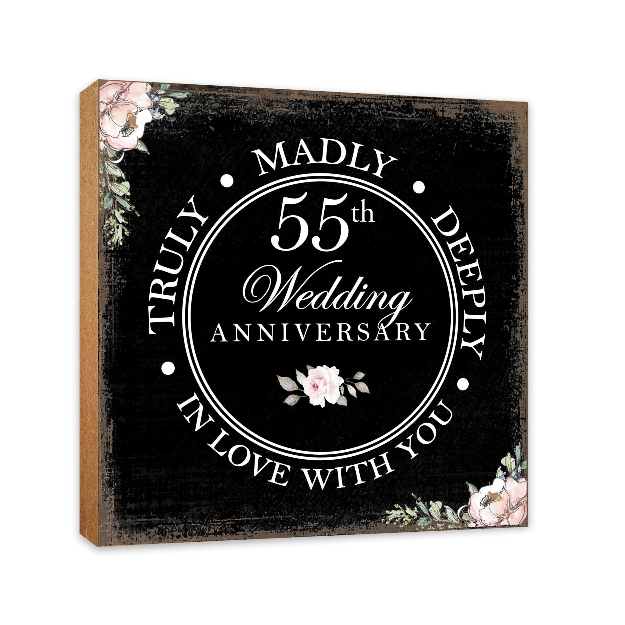55th Wedding Anniversary Unique Shelf Decor and Tabletop Signs Gift for Couples - In Love With You - LifeSong Milestones