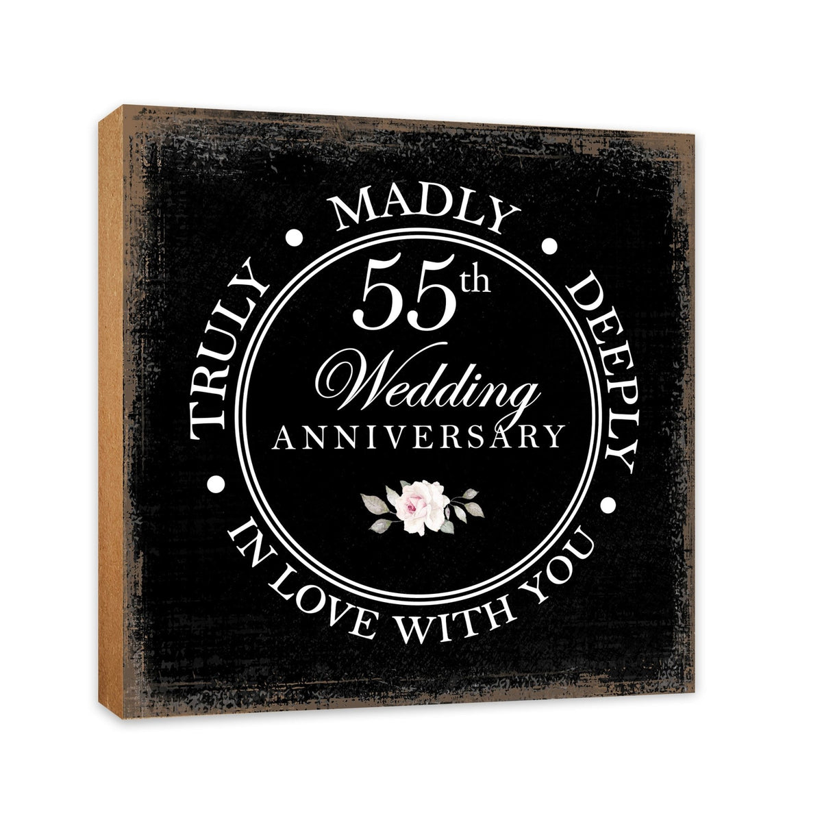 55th Wedding Anniversary Unique Shelf Decor and Tabletop Signs Gift for Couples - In Love With You - LifeSong Milestones