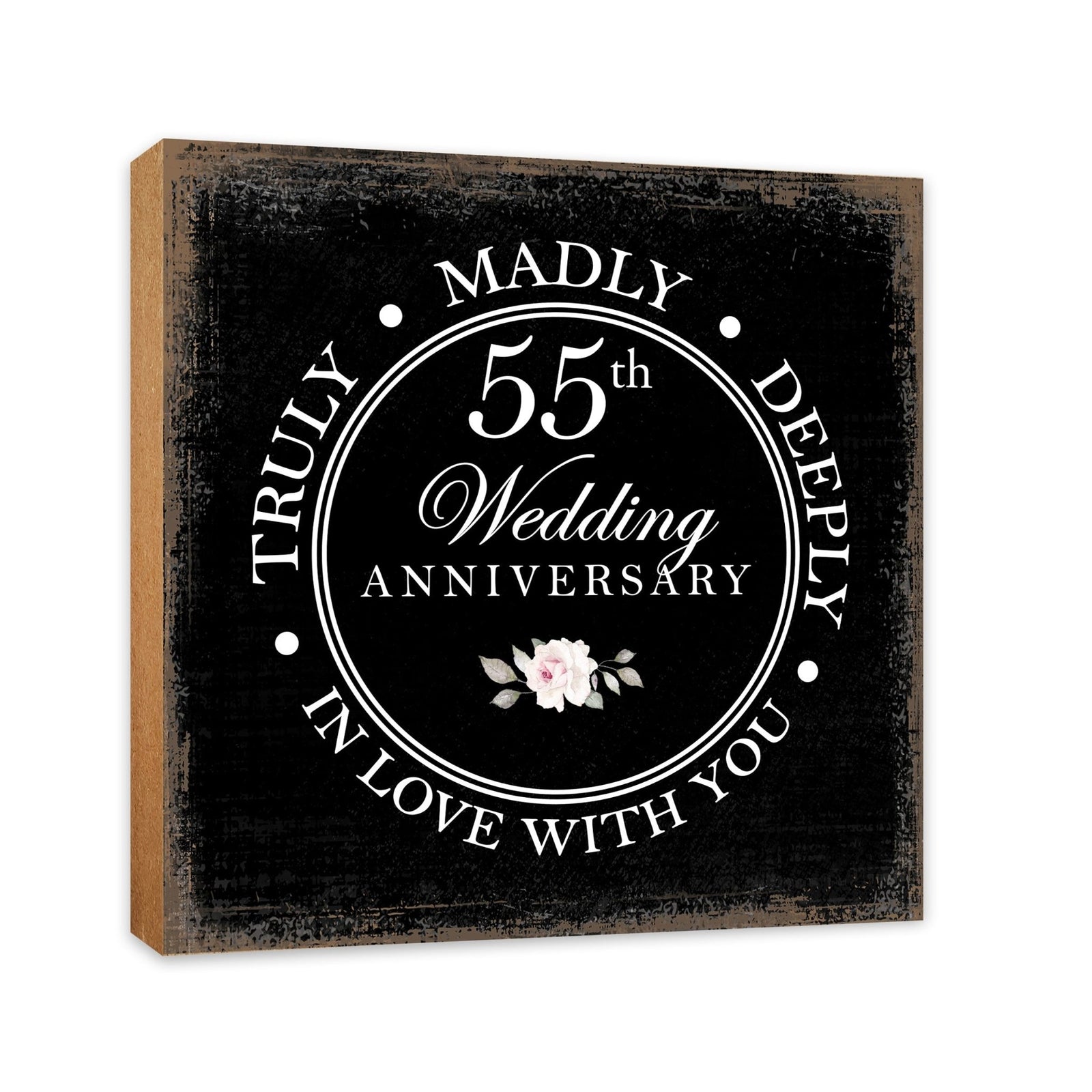 55th Wedding Anniversary Unique Shelf Decor and Tabletop Signs Gift for Couples - In Love With You - LifeSong Milestones