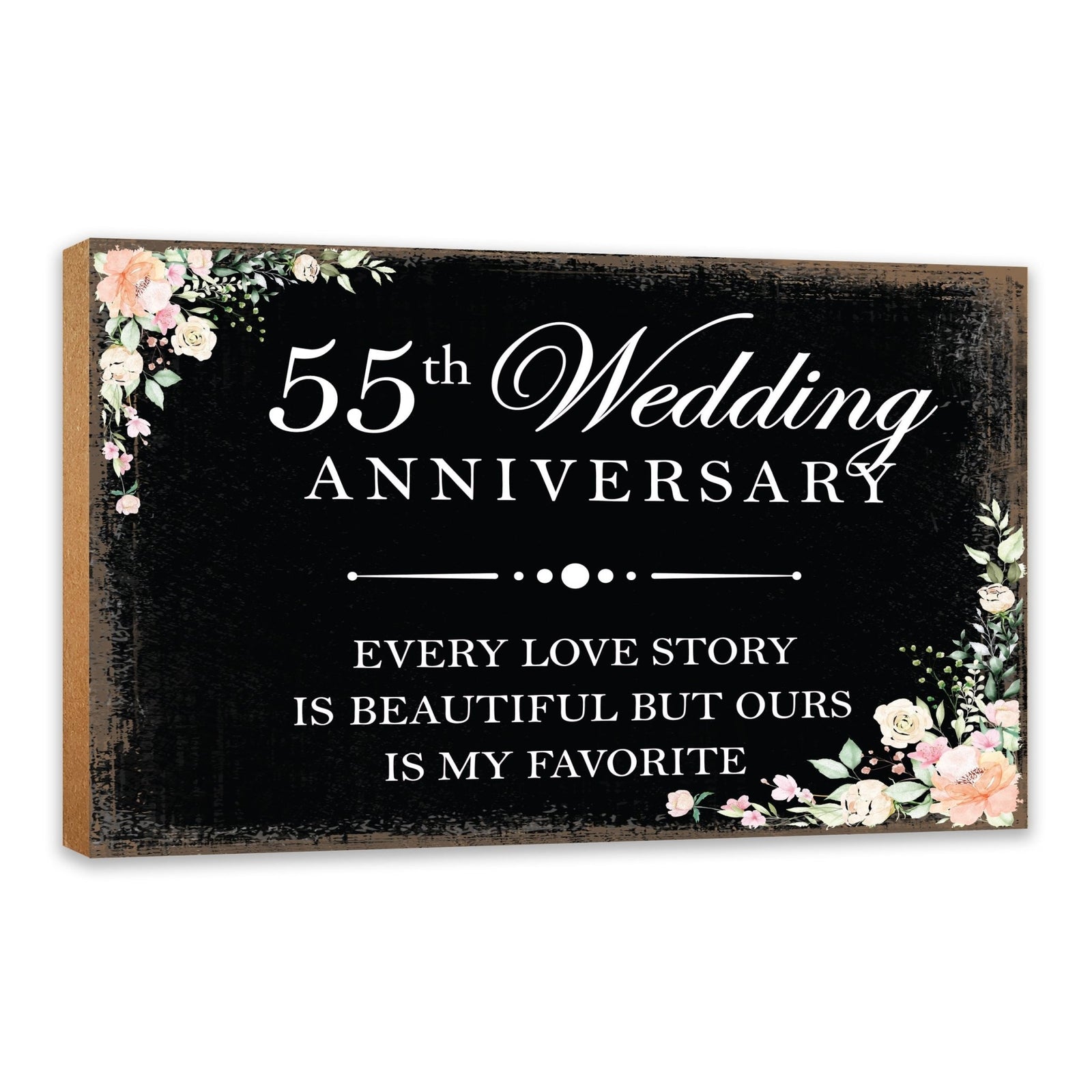 55th Wedding Anniversary Unique Shelf Decor and Tabletop Signs Gifts for Couples - Every Love Story - LifeSong Milestones