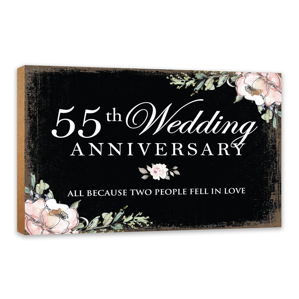 55th Wedding Anniversary Unique Shelf Decor and Tabletop Signs Gifts for Couples - Fell In Love - LifeSong Milestones