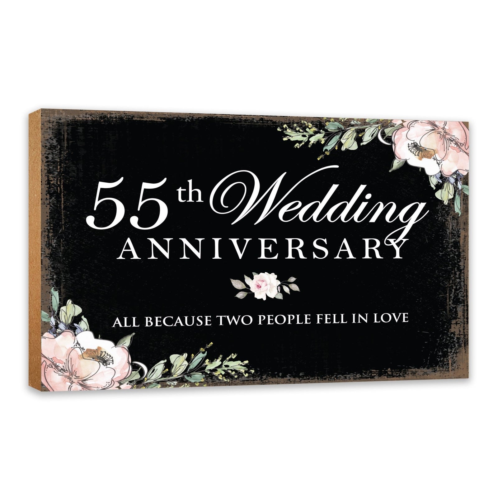55th Wedding Anniversary Unique Shelf Decor and Tabletop Signs Gifts for Couples - Fell In Love - LifeSong Milestones