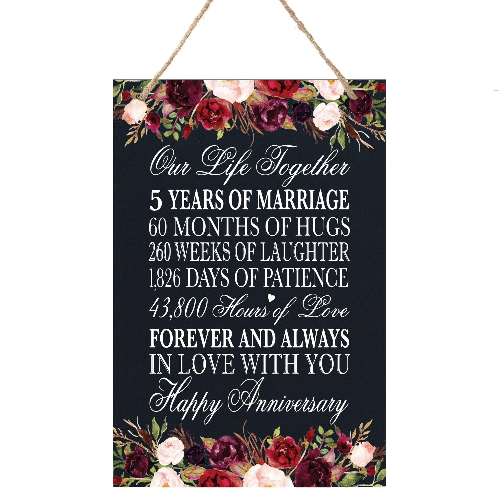 5th Wedding Anniversary Rope Sign - Our Life Together - LifeSong Milestones