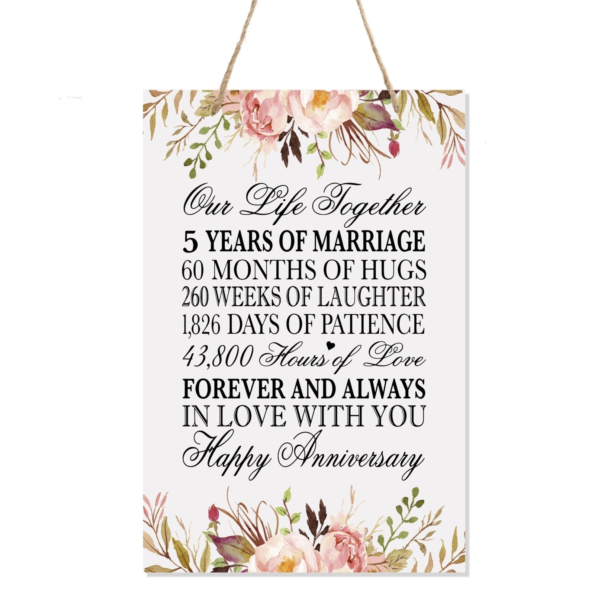 5th Wedding Anniversary Rope Sign - Our Life Together - LifeSong Milestones
