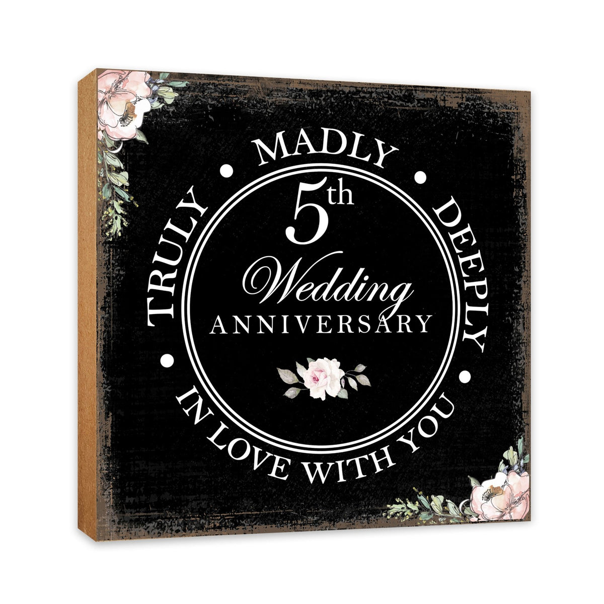 5th Wedding Anniversary Unique Shelf Decor and Tabletop Signs Gift for Couples - In Love With You - LifeSong Milestones