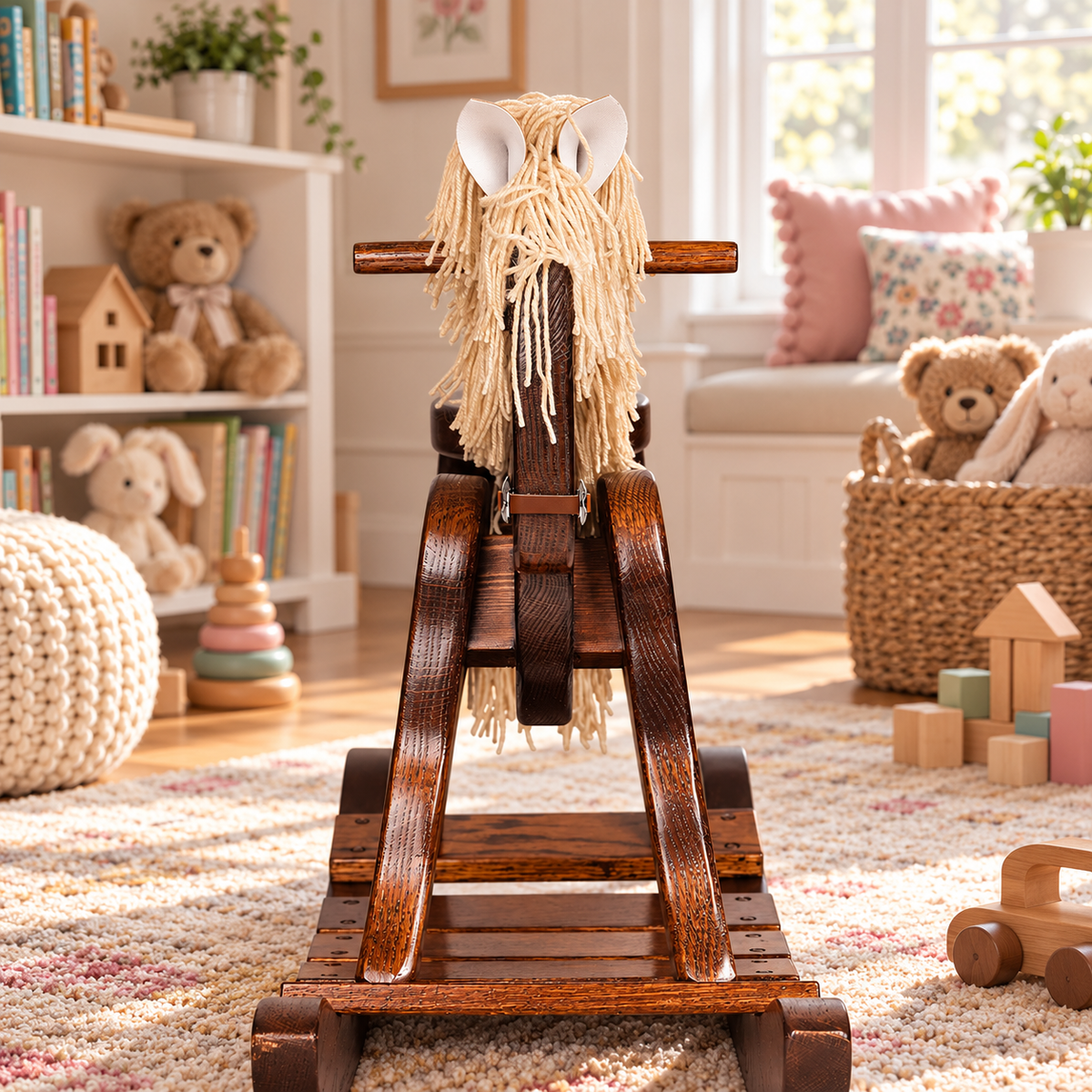 Personalized Oak Wooden Rocking Horse – Handcrafted Heirloom Gift