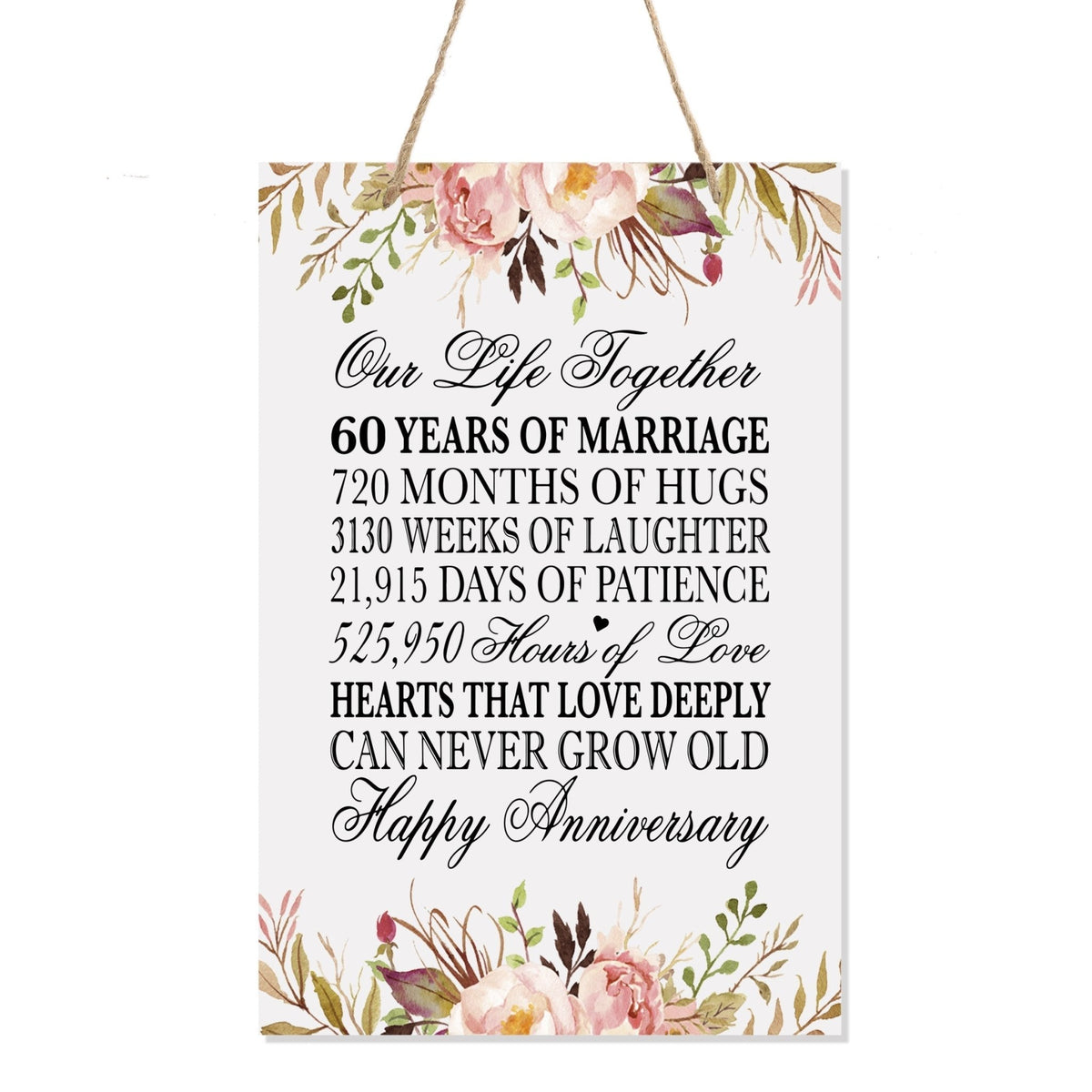 60th Wedding Anniversary Rope Sign - Our Life Together - LifeSong Milestones