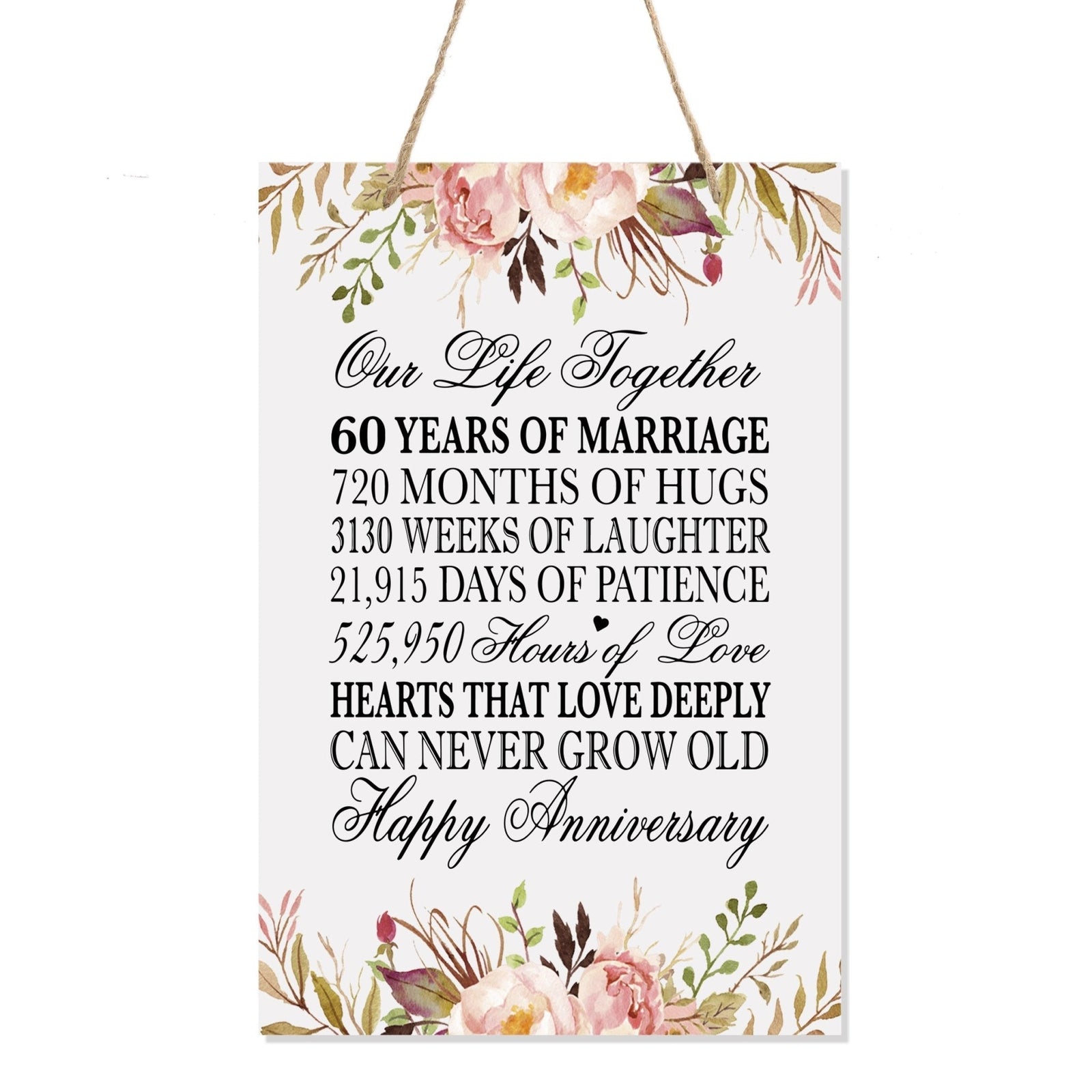 60th Wedding Anniversary Rope Sign - Our Life Together - LifeSong Milestones