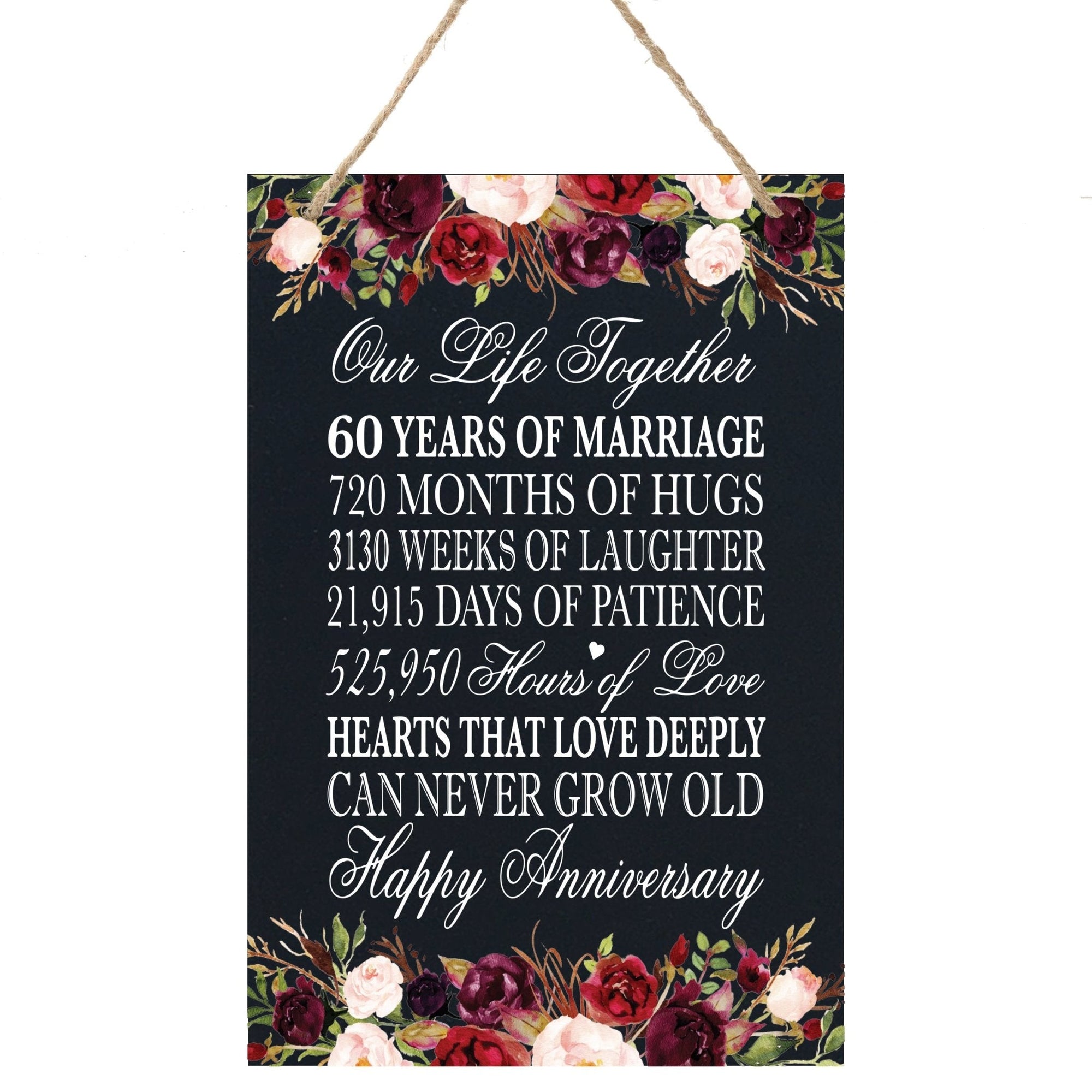 60th Wedding Anniversary Rope Sign - Our Life Together - LifeSong Milestones