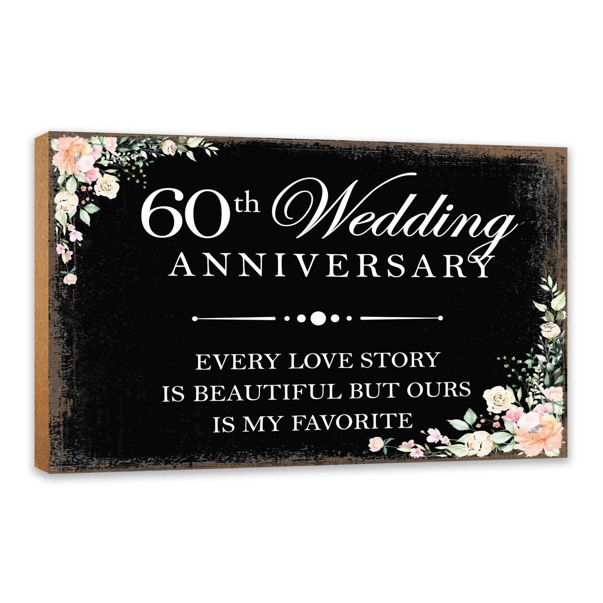 60th Wedding Anniversary Unique Shelf Decor and Tabletop Signs Gift for Couples - Every Love Story - LifeSong Milestones