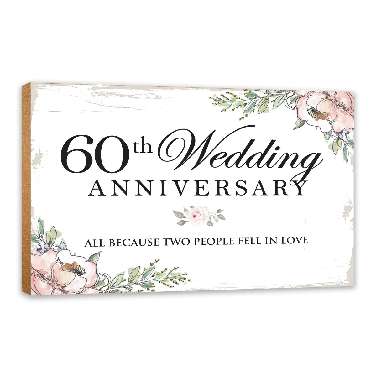 60th Wedding Anniversary Unique Shelf Decor and Tabletop Signs Gift for Couples - Fell In Love - LifeSong Milestones