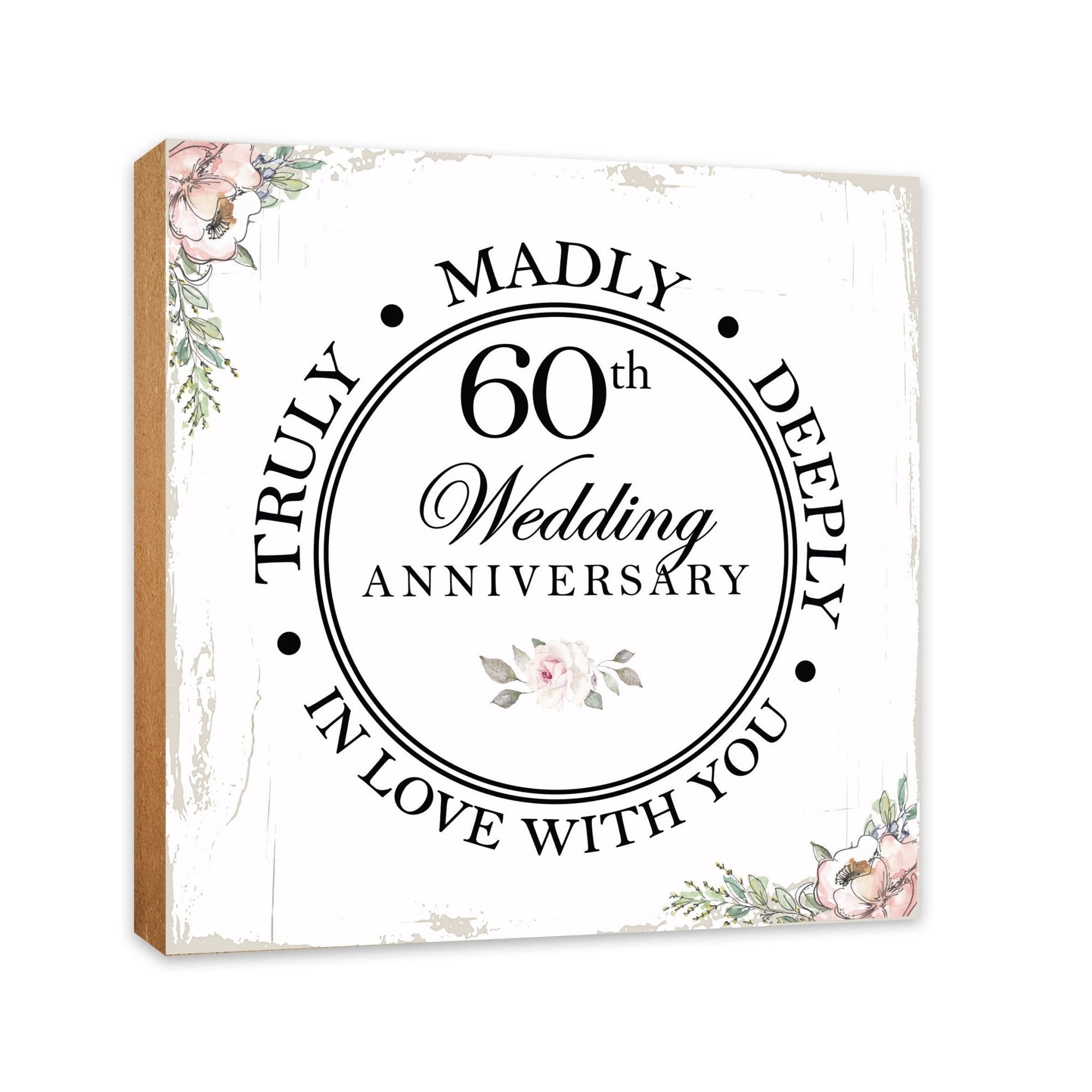 60th Wedding Anniversary Unique Shelf Decor and Tabletop Signs Gift for Couples - In Love With You - LifeSong Milestones
