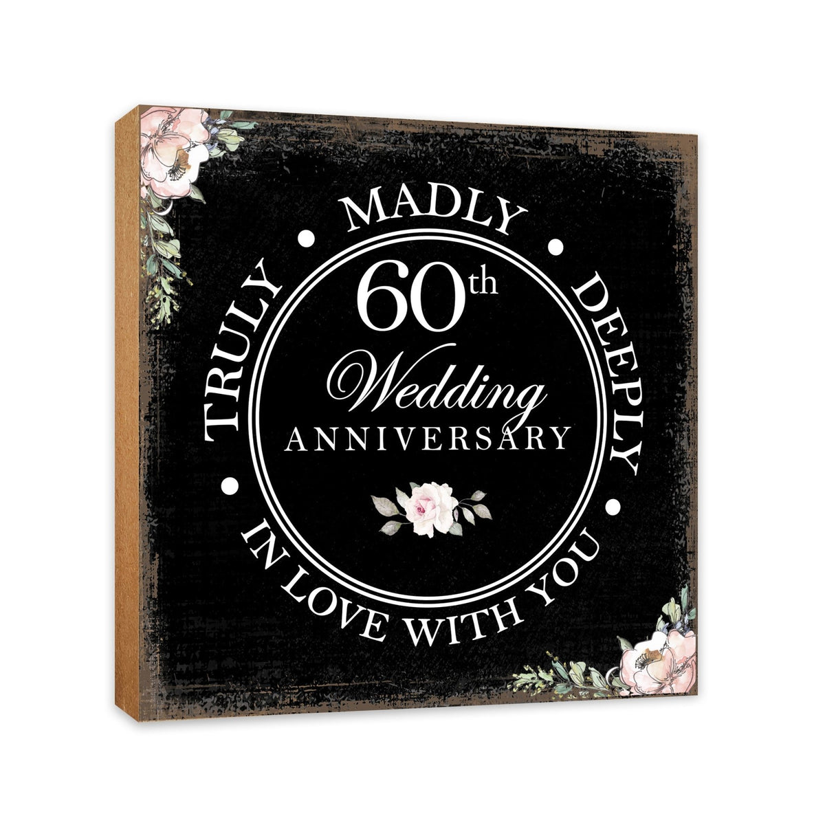 60th Wedding Anniversary Unique Shelf Decor and Tabletop Signs Gift for Couples - In Love With You - LifeSong Milestones