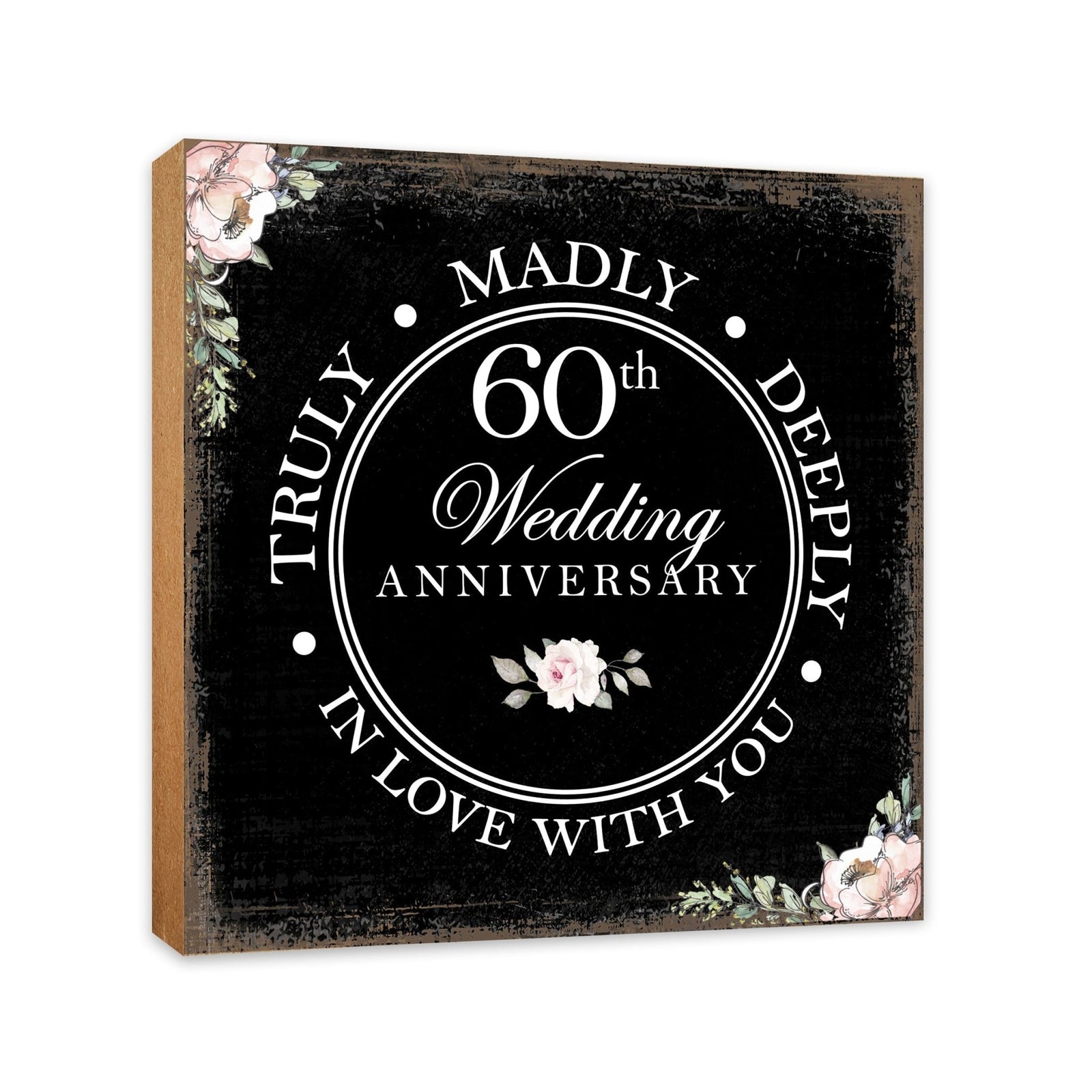 60th Wedding Anniversary Unique Shelf Decor and Tabletop Signs Gift for Couples - In Love With You - LifeSong Milestones