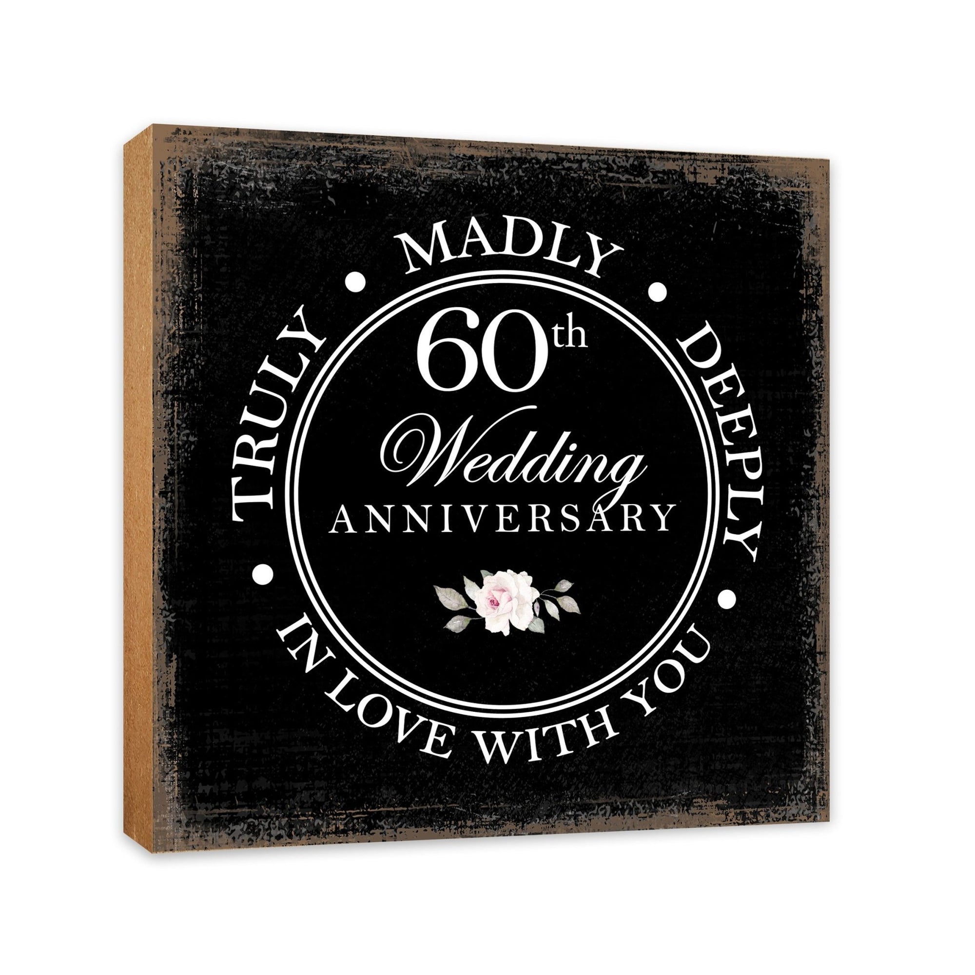 60th Wedding Anniversary Unique Shelf Decor and Tabletop Signs Gift for Couples - In Love With You - LifeSong Milestones