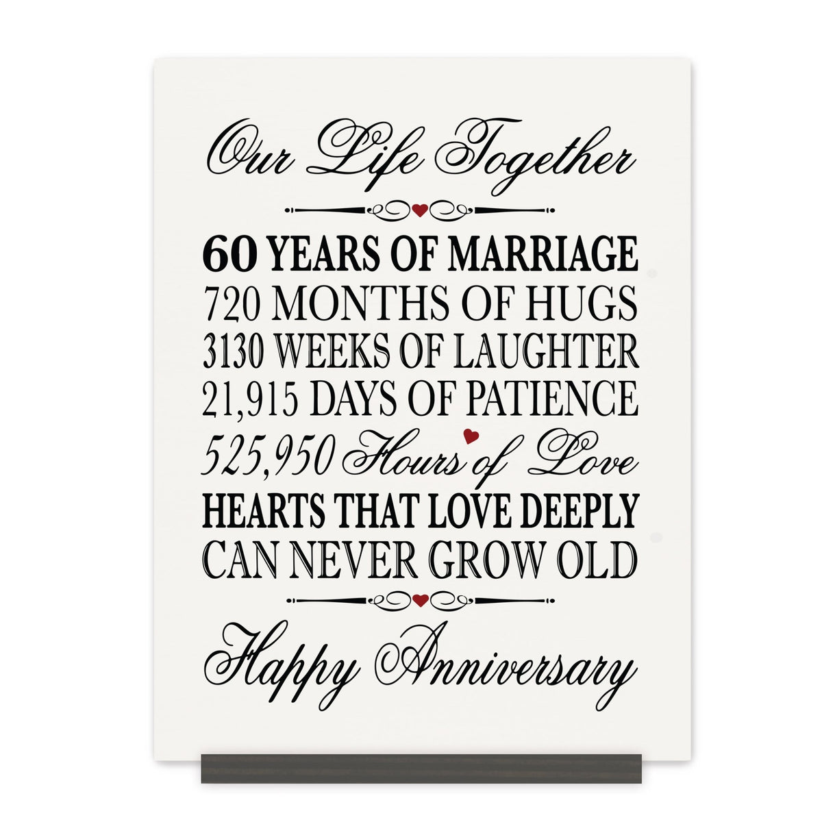 60th Wedding Anniversary Wall Plaque - Our Life Together - LifeSong Milestones