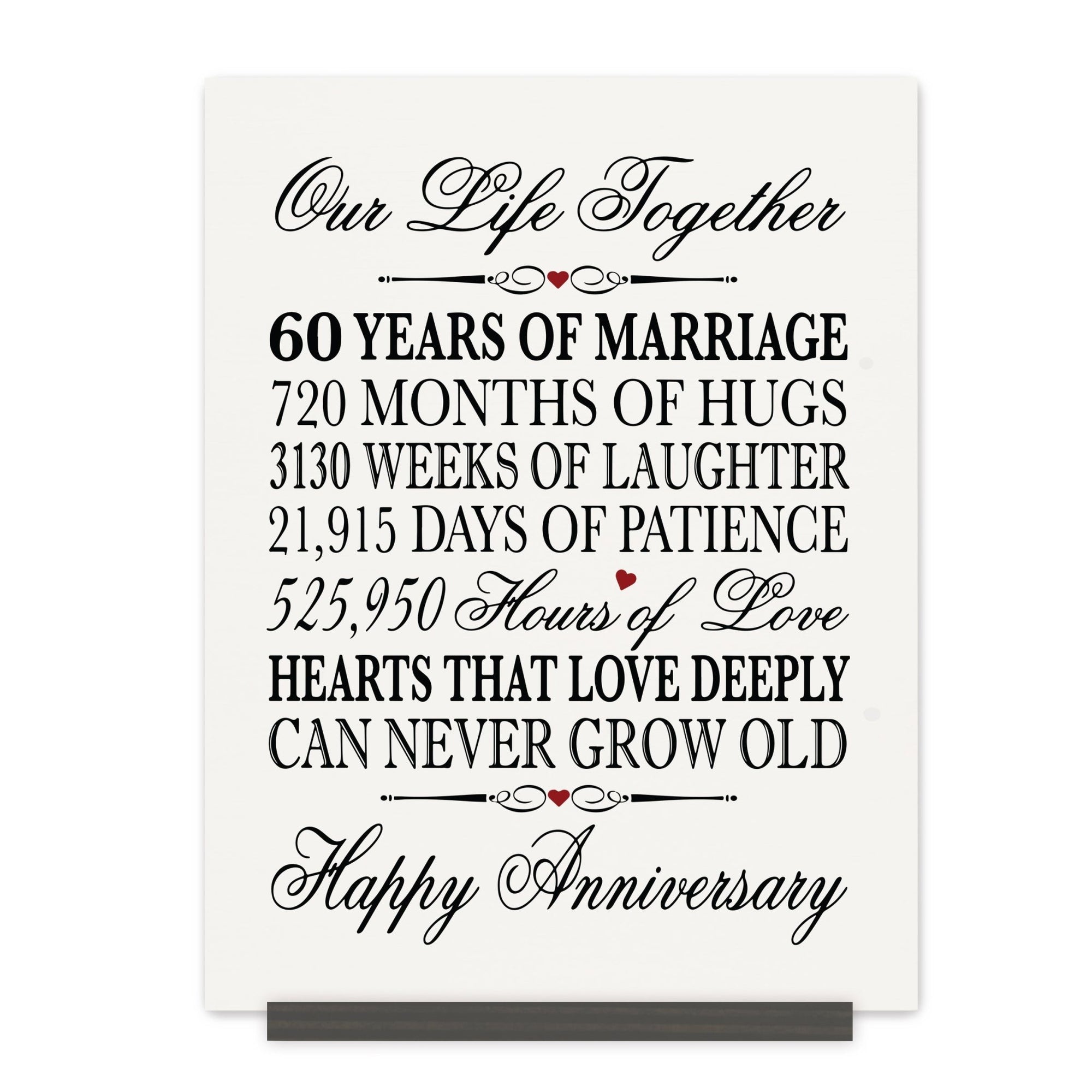 60th Wedding Anniversary Wall Plaque - Our Life Together - LifeSong Milestones