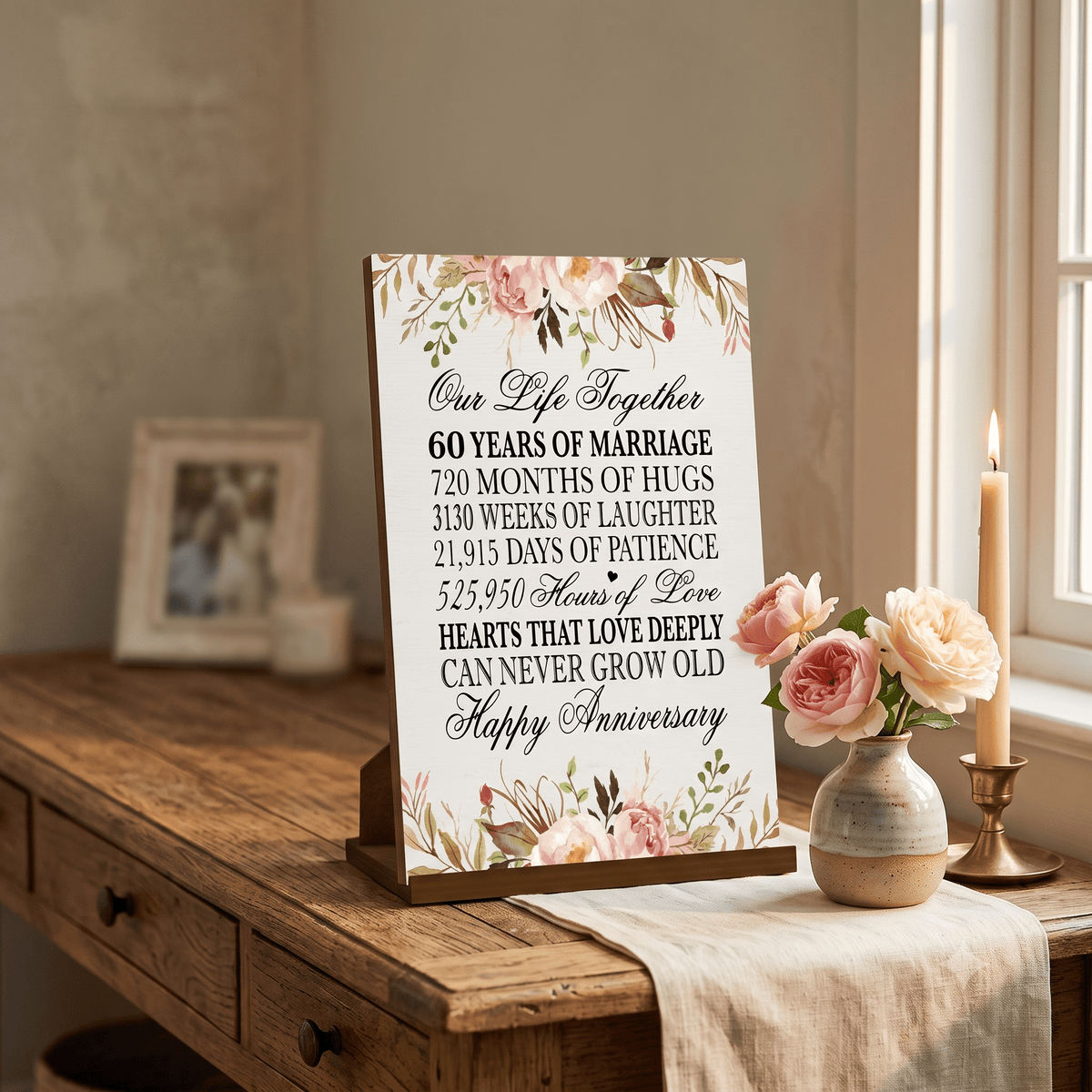 60th Wedding Anniversary Wall Plaque - Our Life Together - LifeSong Milestones