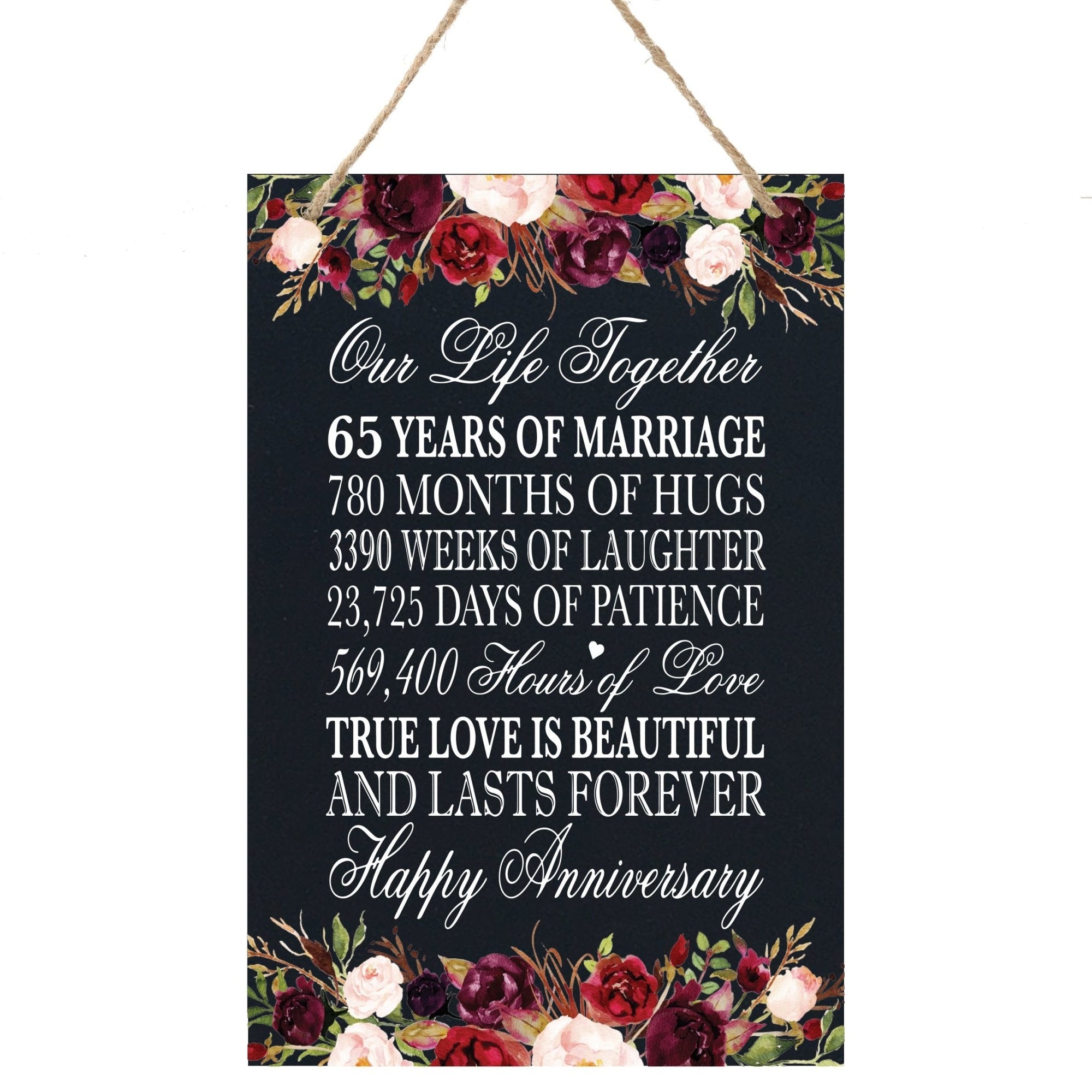 65th Wedding Anniversary Rope Sign - Our Life Together - LifeSong Milestones