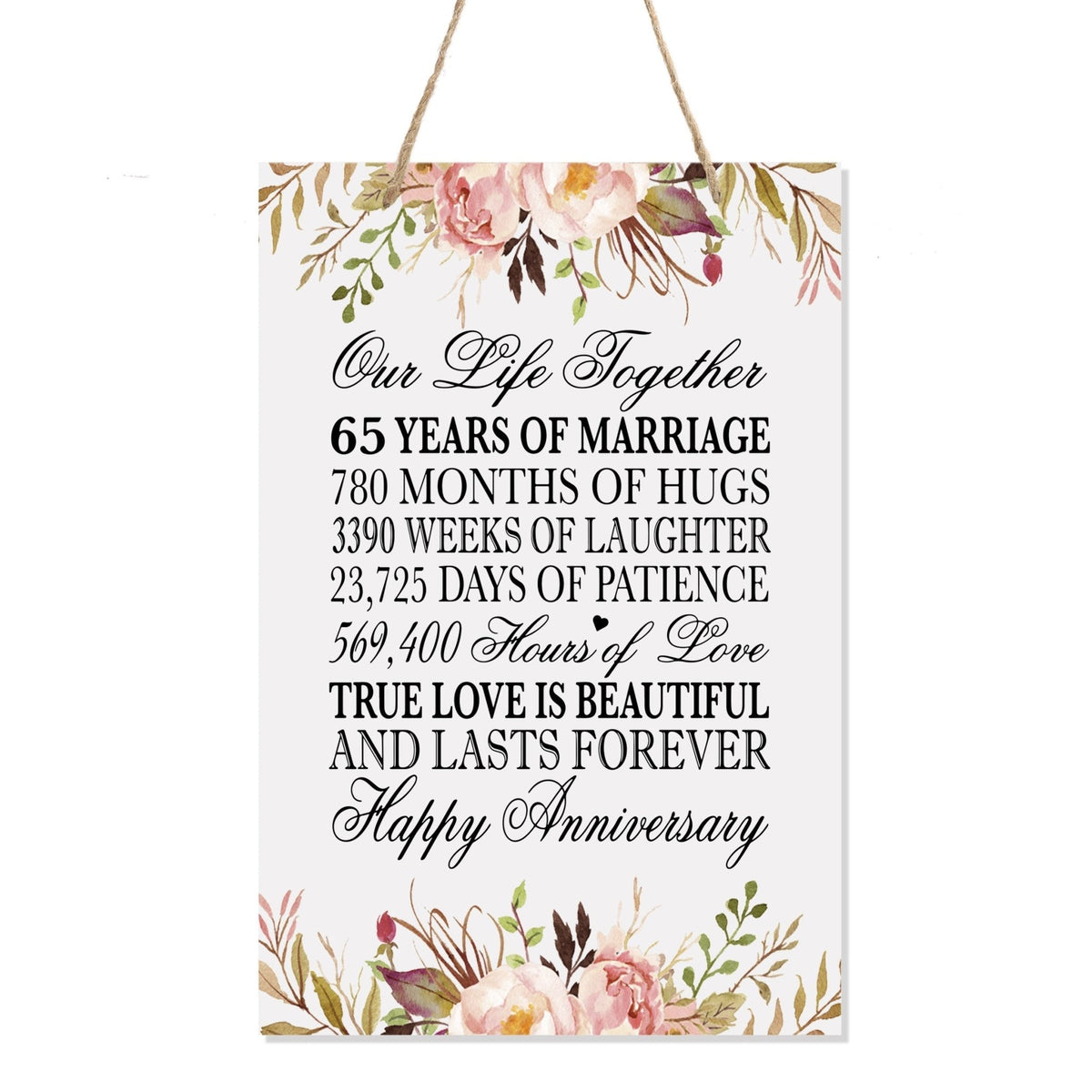 65th Wedding Anniversary Rope Sign - Our Life Together - LifeSong Milestones