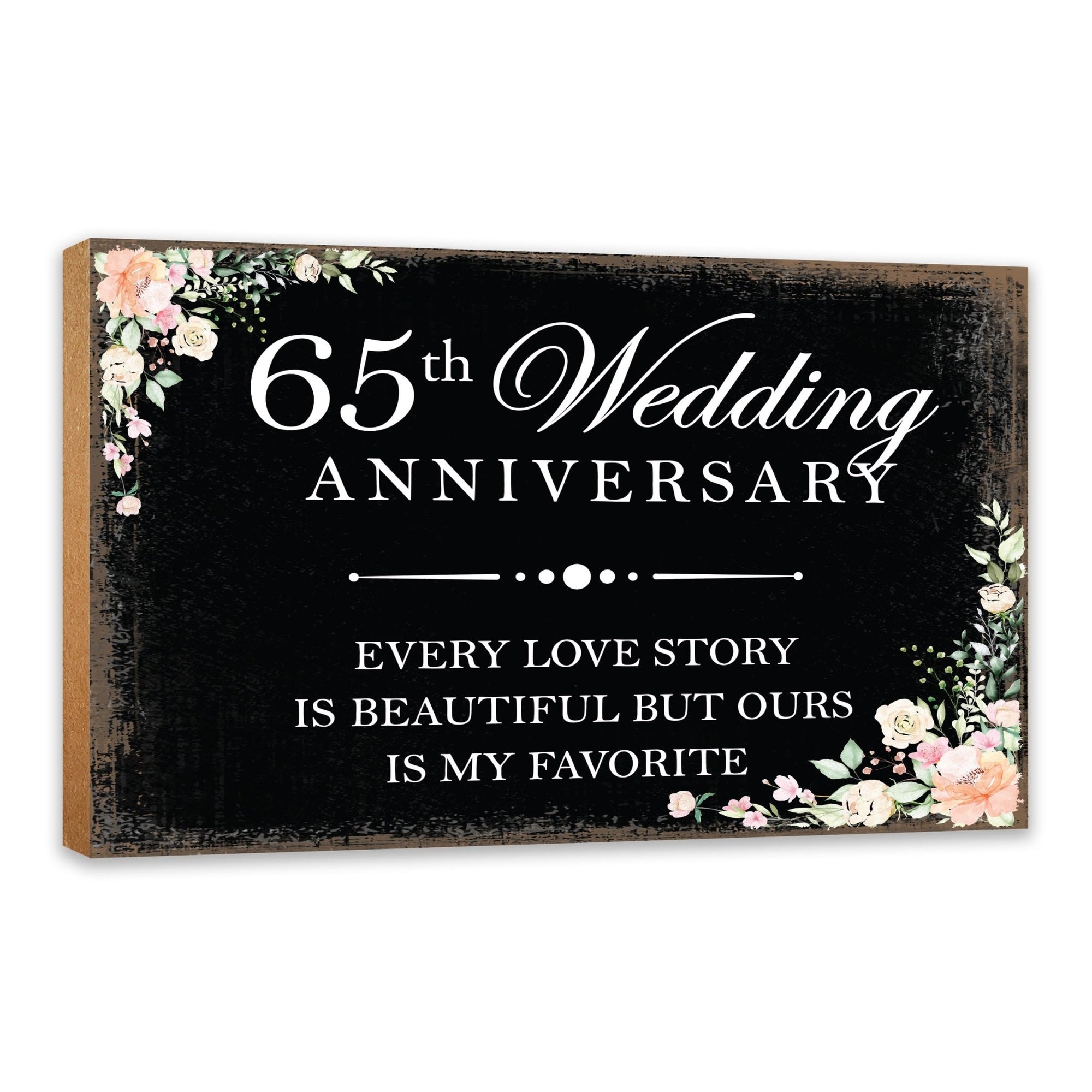 65th Wedding Anniversary Unique Shelf Decor and Tabletop Signs Gift for Couples - Every Love Story - LifeSong Milestones