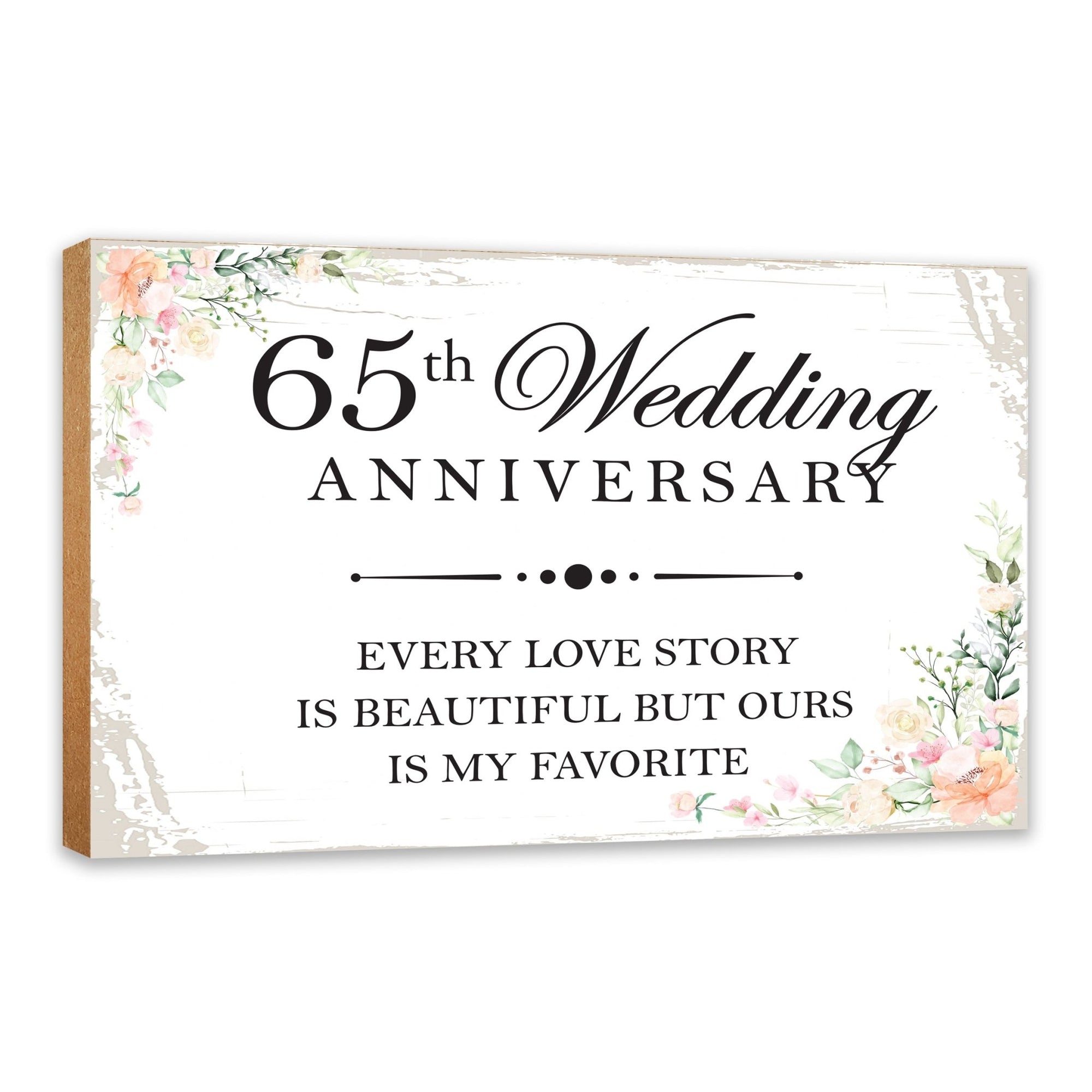 65th Wedding Anniversary Unique Shelf Decor and Tabletop Signs Gift for Couples - Every Love Story - LifeSong Milestones