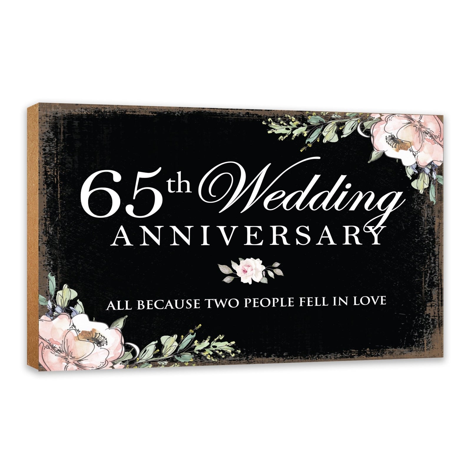 65th Wedding Anniversary Unique Shelf Decor and Tabletop Signs Gift for Couples - Fell In Love - LifeSong Milestones