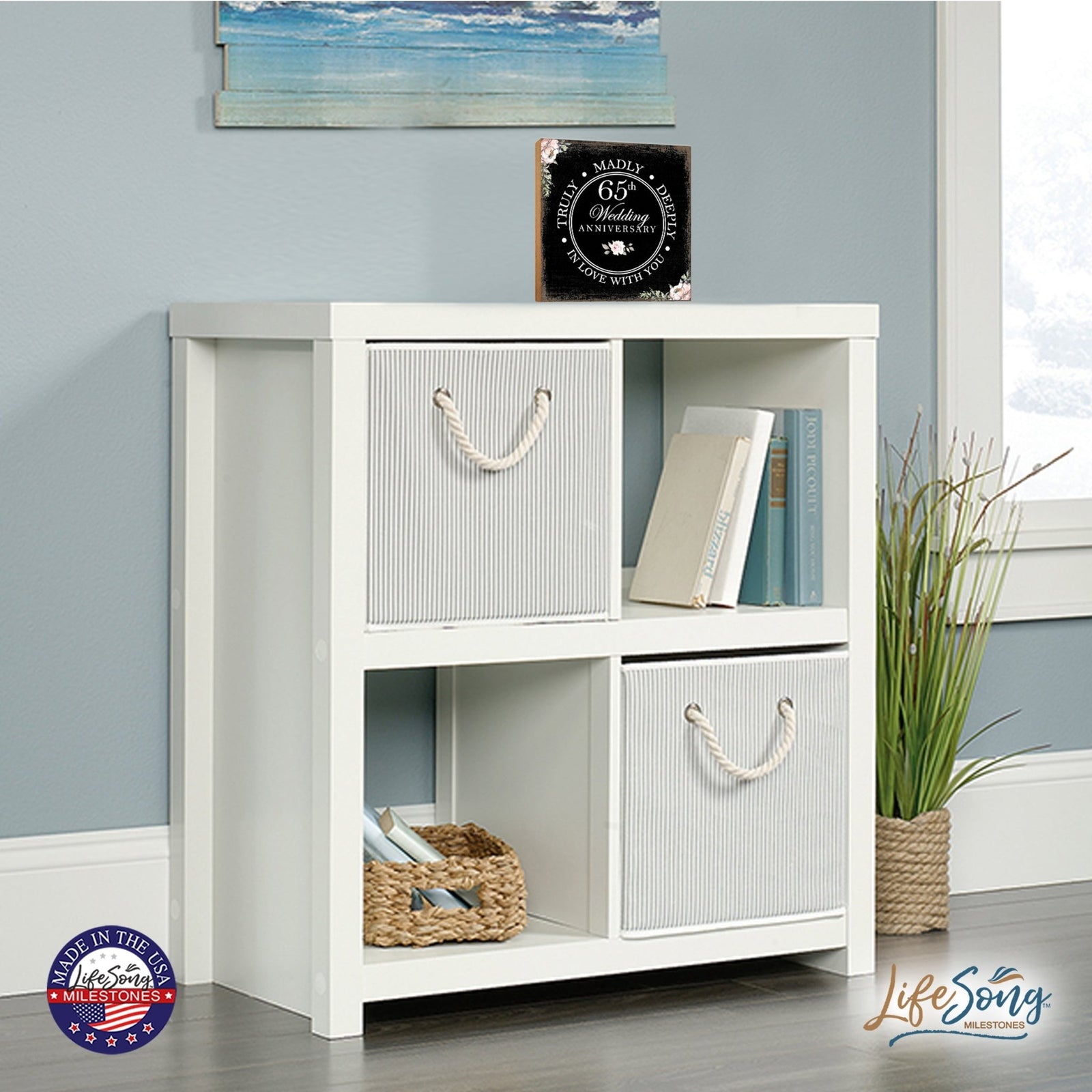 65th Wedding Anniversary Unique Shelf Decor and Tabletop Signs Gift for Couples - In Love With You - LifeSong Milestones